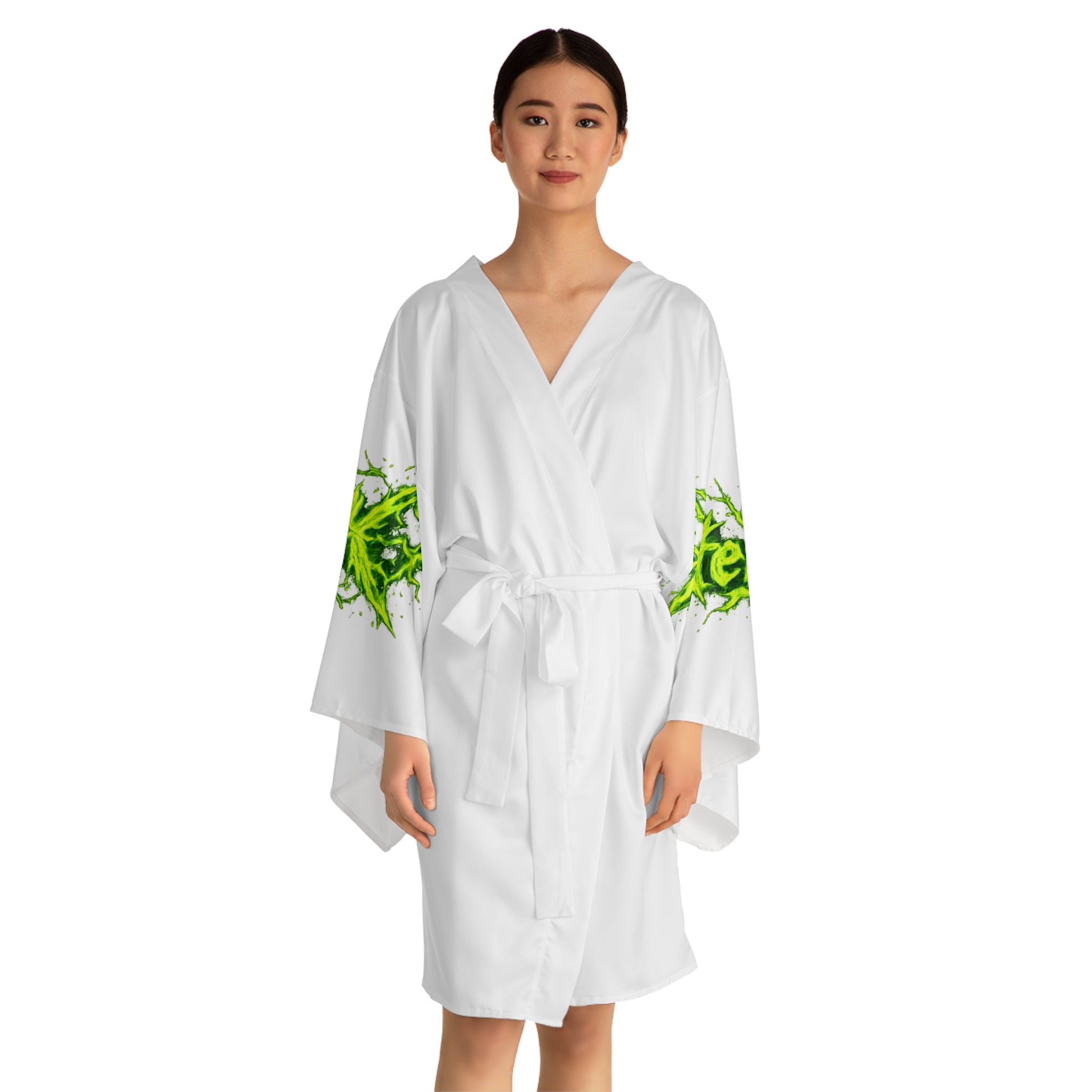 Kimono Robe — Green Grunge 'Aftershock' Logo AOP