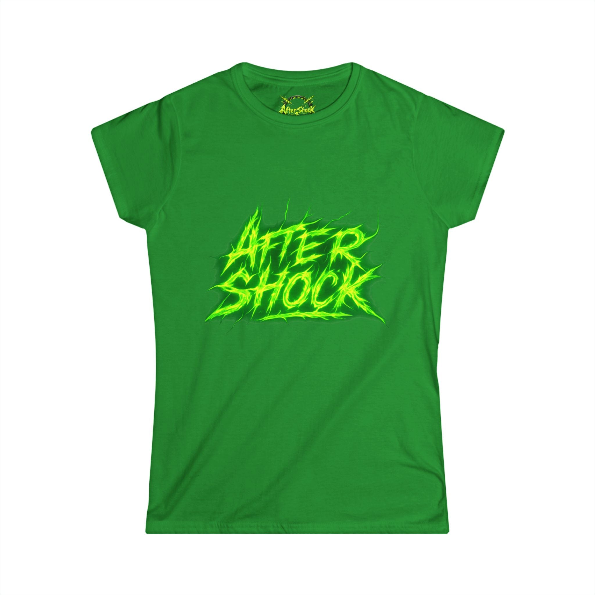 Aftershock Graphic Tee — Neon Green Grunge Women's T-Shirt
