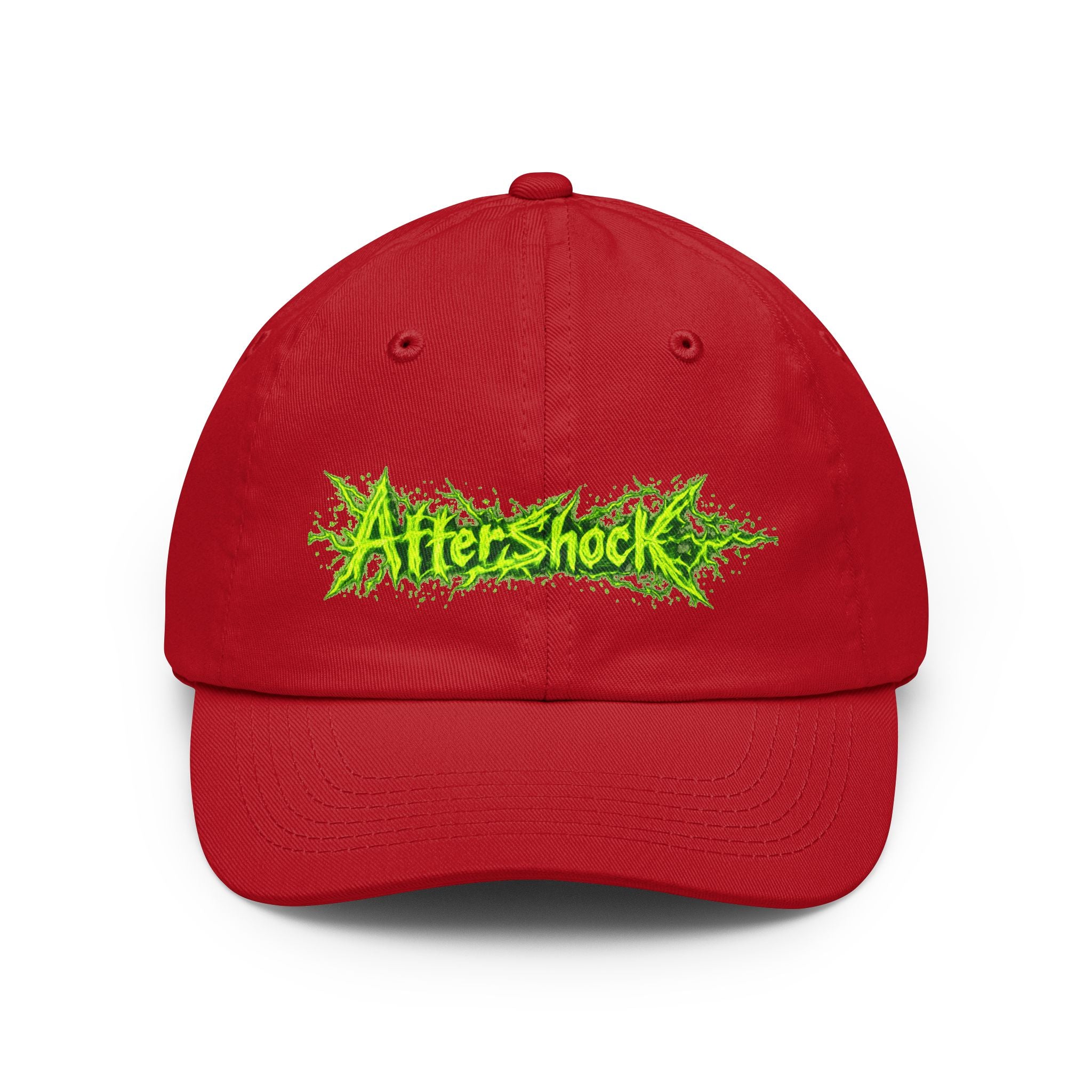 Aftershock Dad Hat — Neon Green Graffiti Baseball Cap