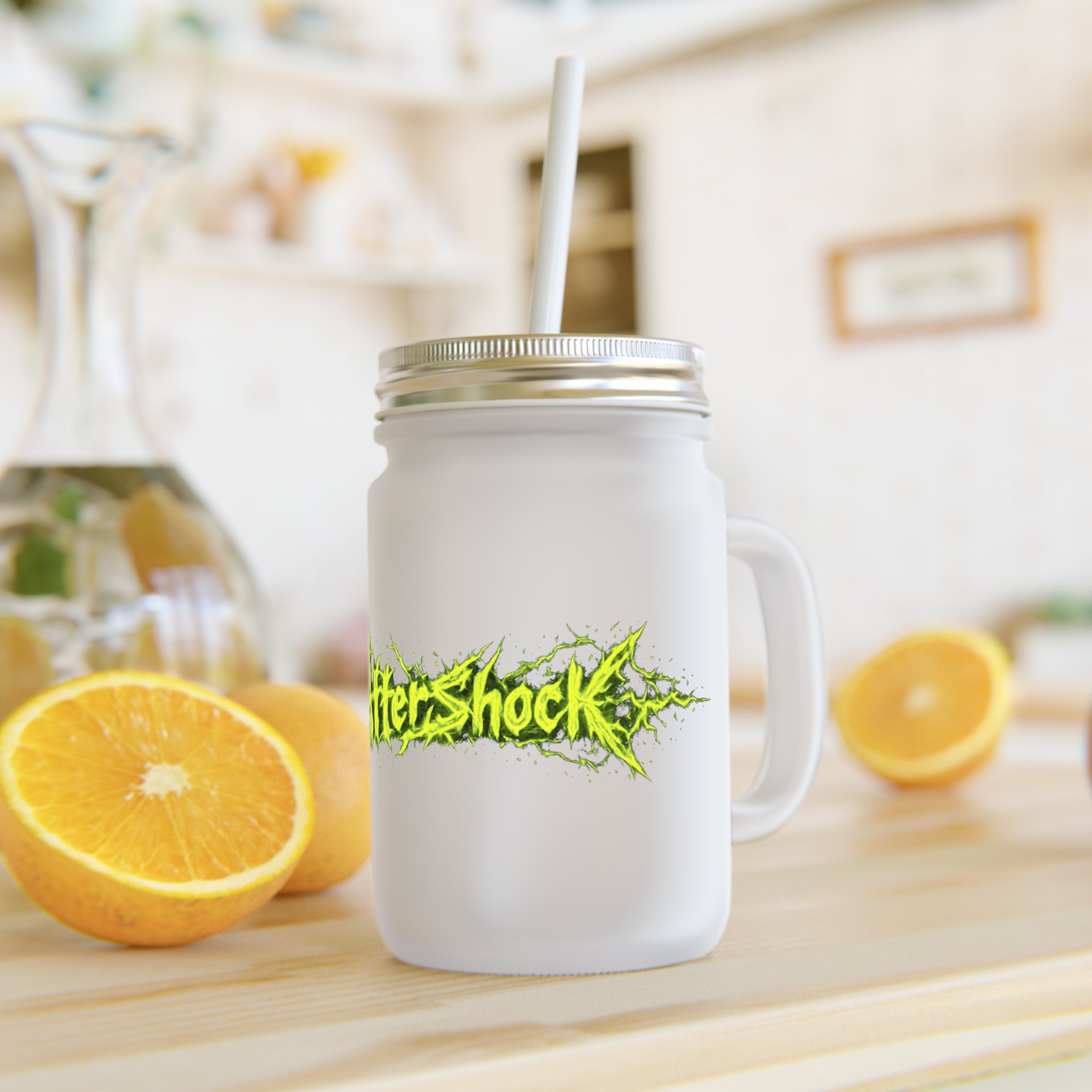 Aftershock Mason Jar Tumbler with Straw — Neon Splash Drink Jar