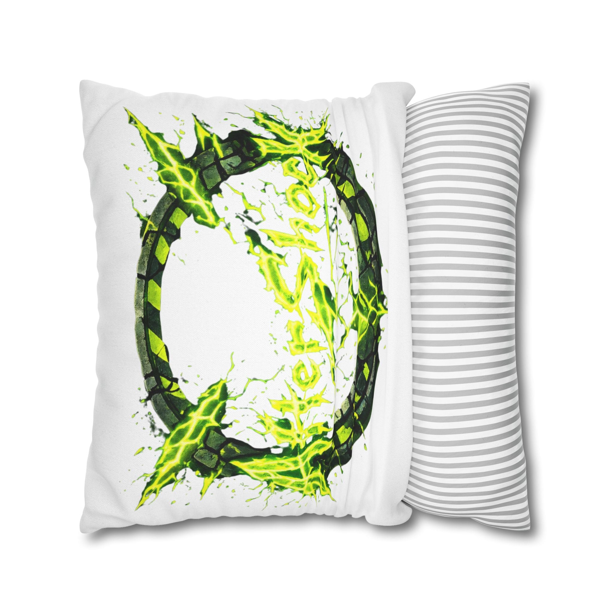 AfterShock Neon Lightning Circle Pillowcase — Spun Polyester Square Throw Pillow Cover