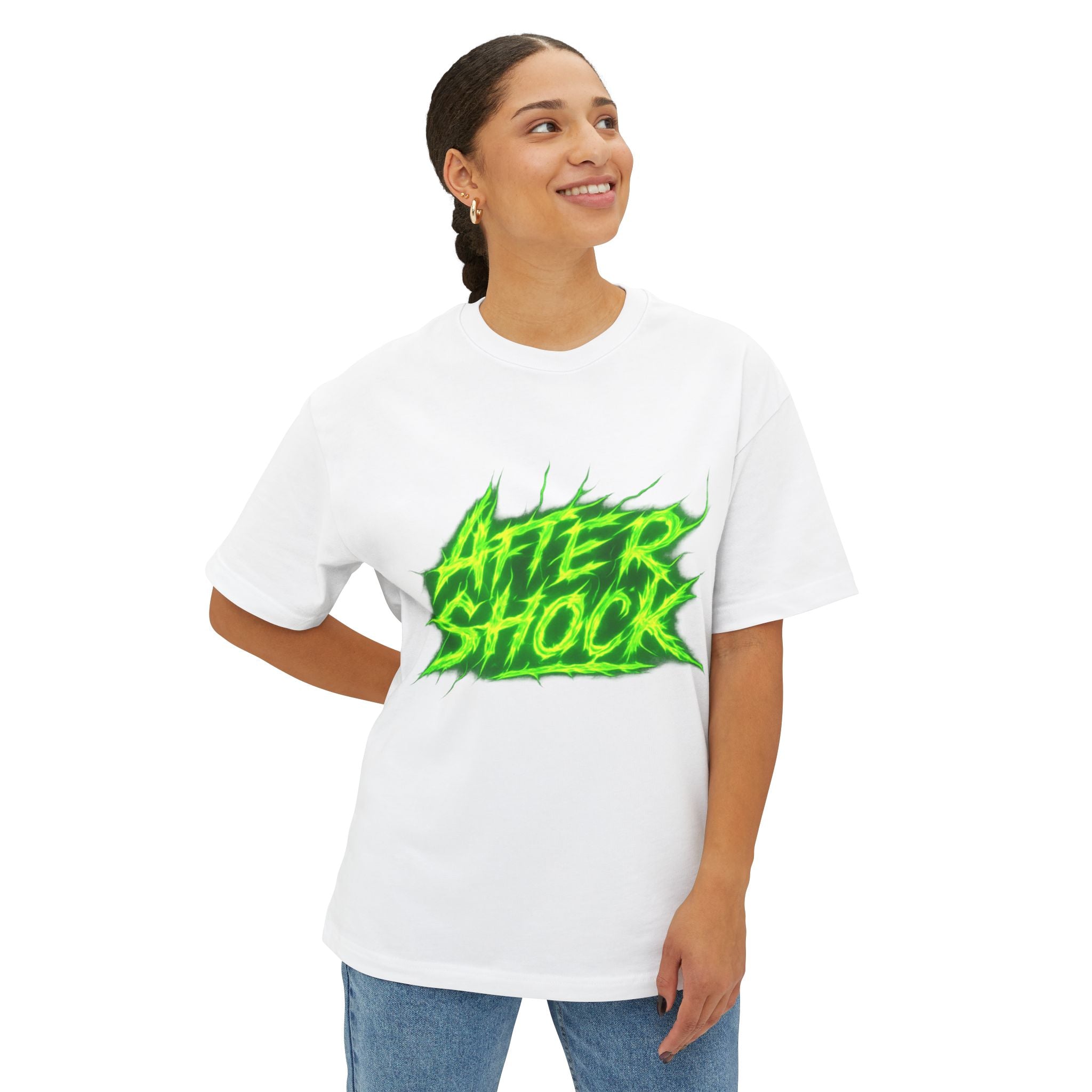 Aftershock Graphic Tee — Neon Green Skate/Punk Oversized Shirt