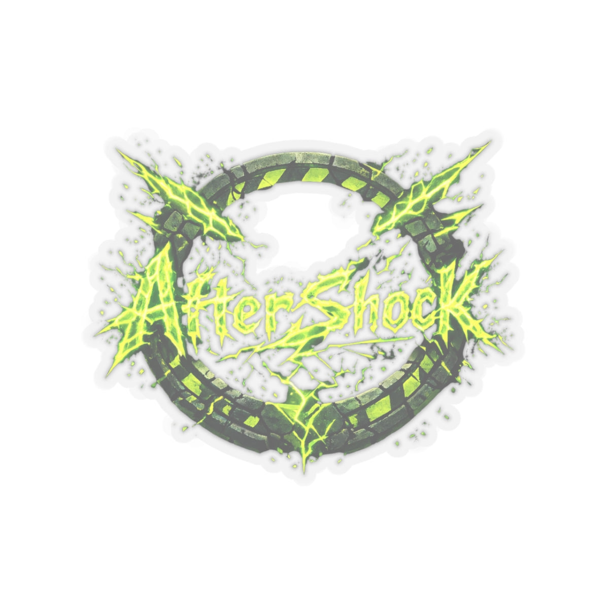 AfterShock Neon Logo Sticker — Electric Green Kiss-Cut Laptop Decal