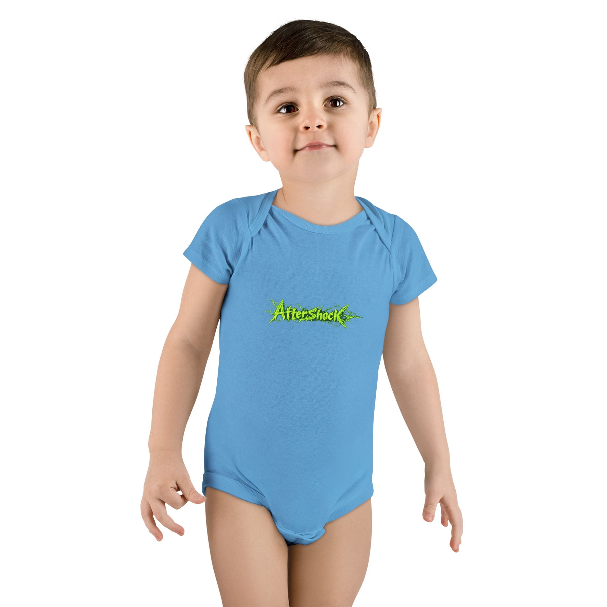Onesie — 'AfterShock' Neon Green Logo Baby Bodysuit