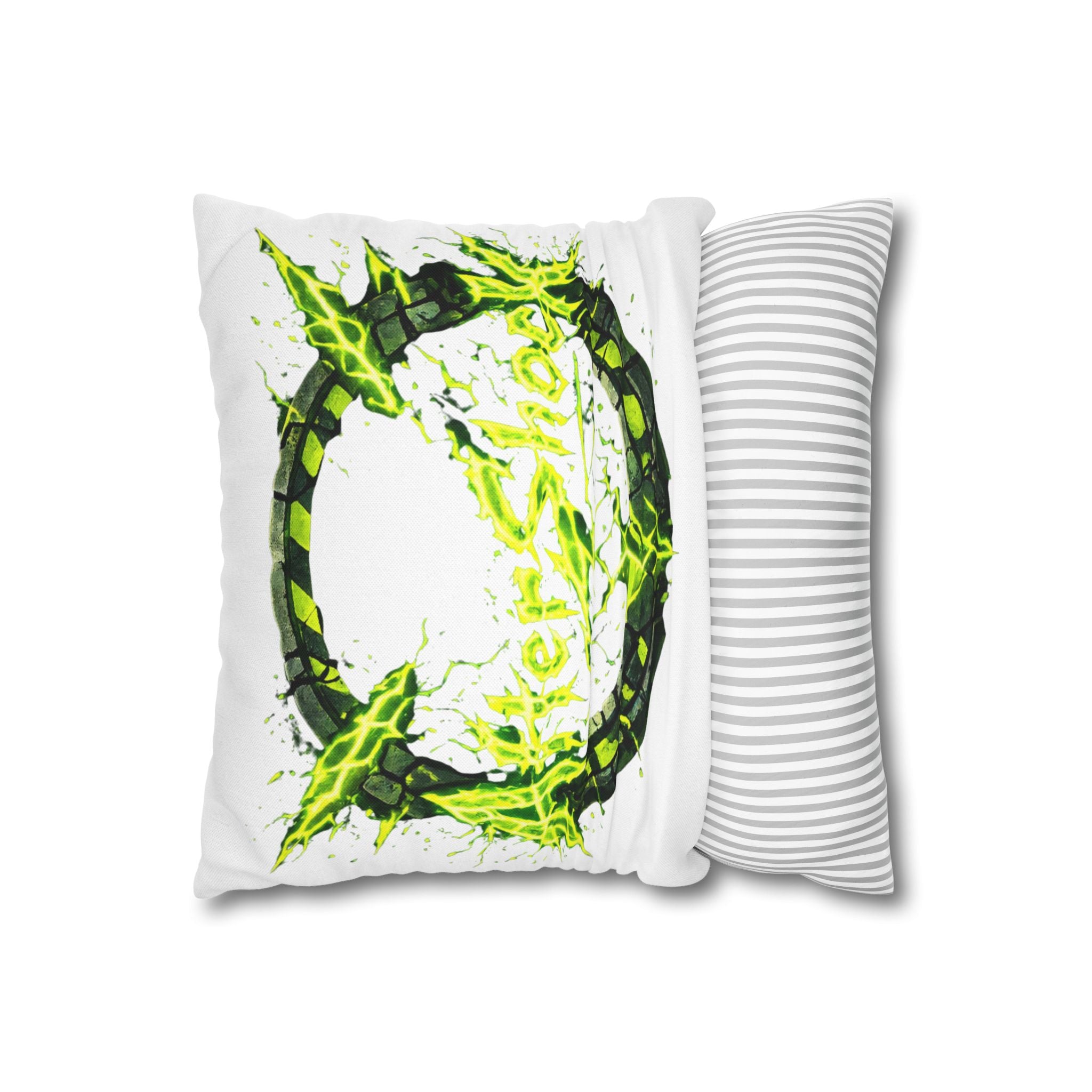 AfterShock Neon Lightning Circle Pillowcase — Spun Polyester Square Throw Pillow Cover