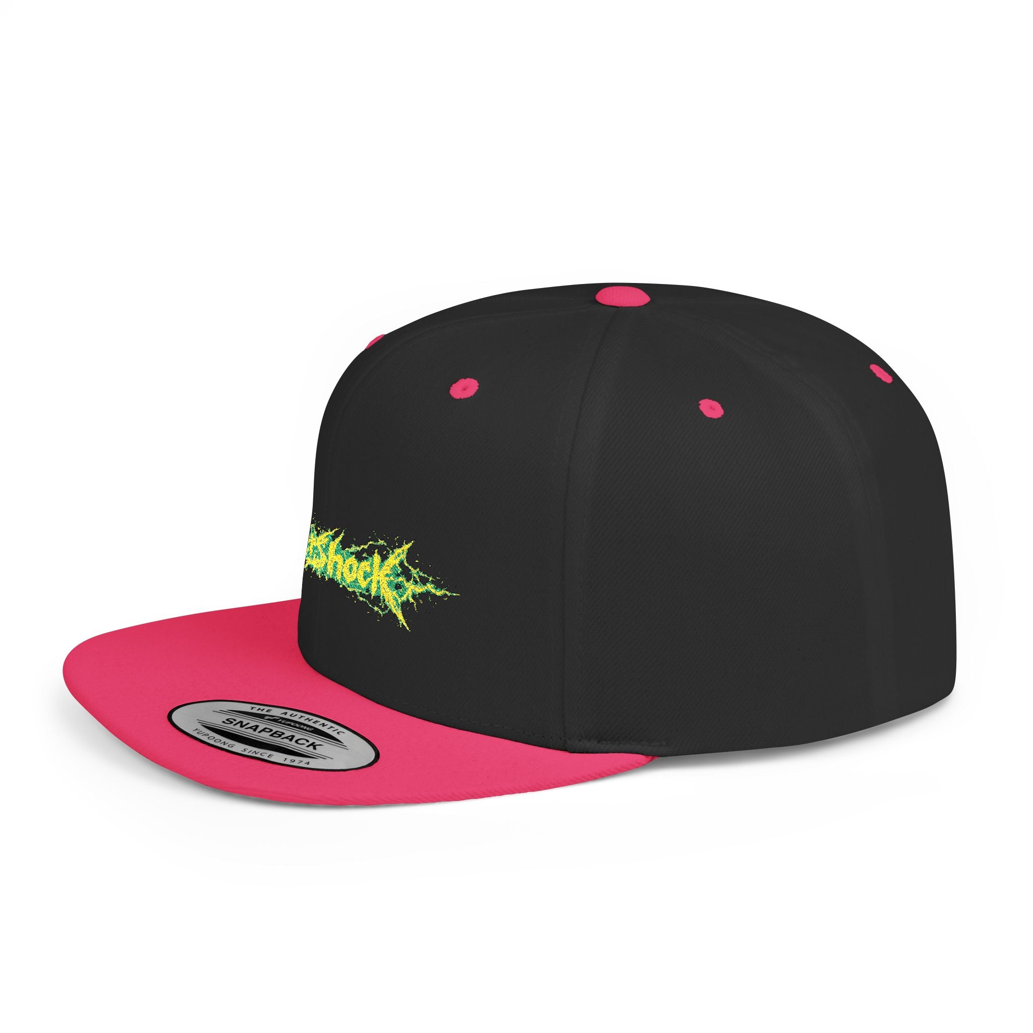Flat Bill Snapback Hat — "Aftershock" Neon Splatter Streetwear Cap