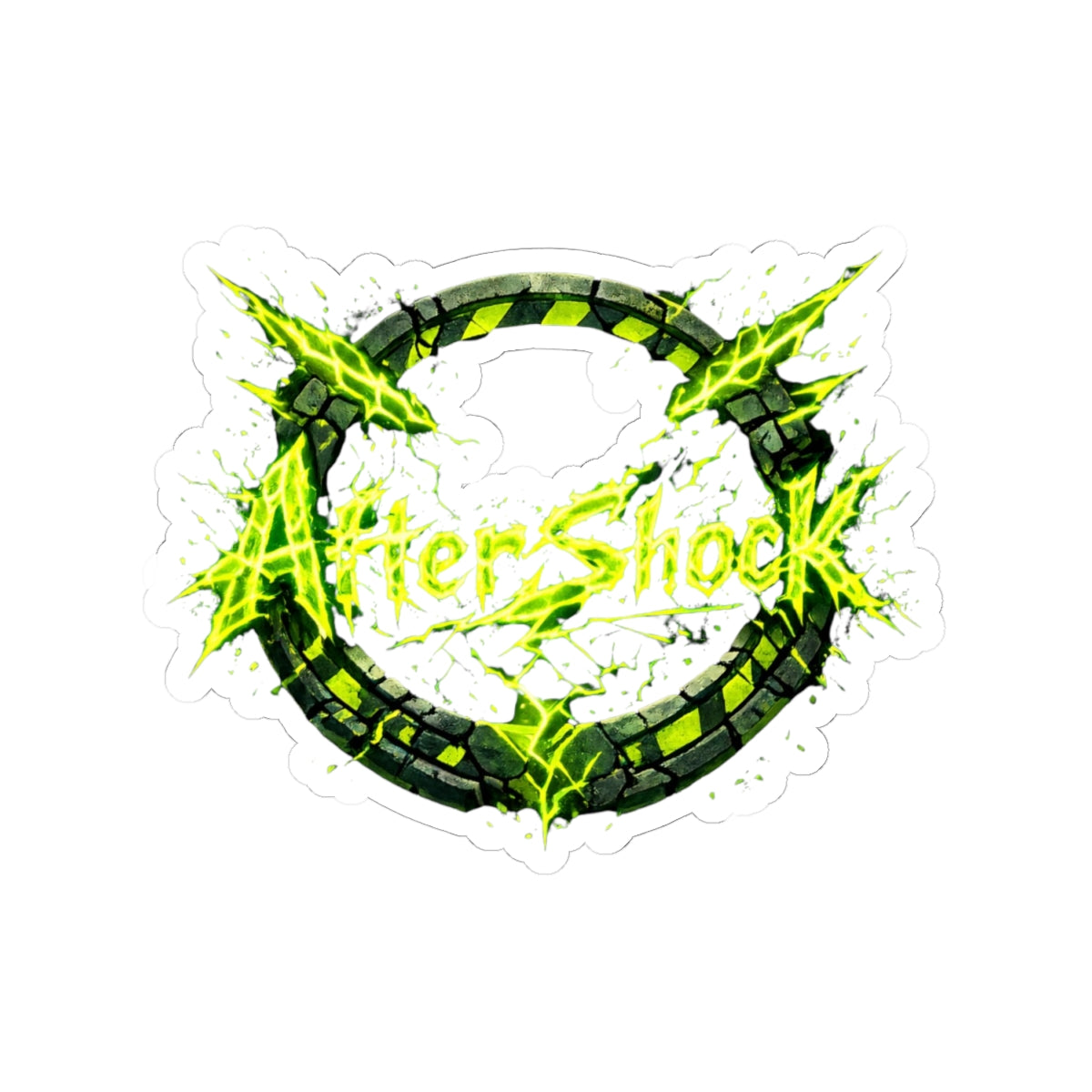 AfterShock Neon Logo Sticker — Electric Green Kiss-Cut Laptop Decal