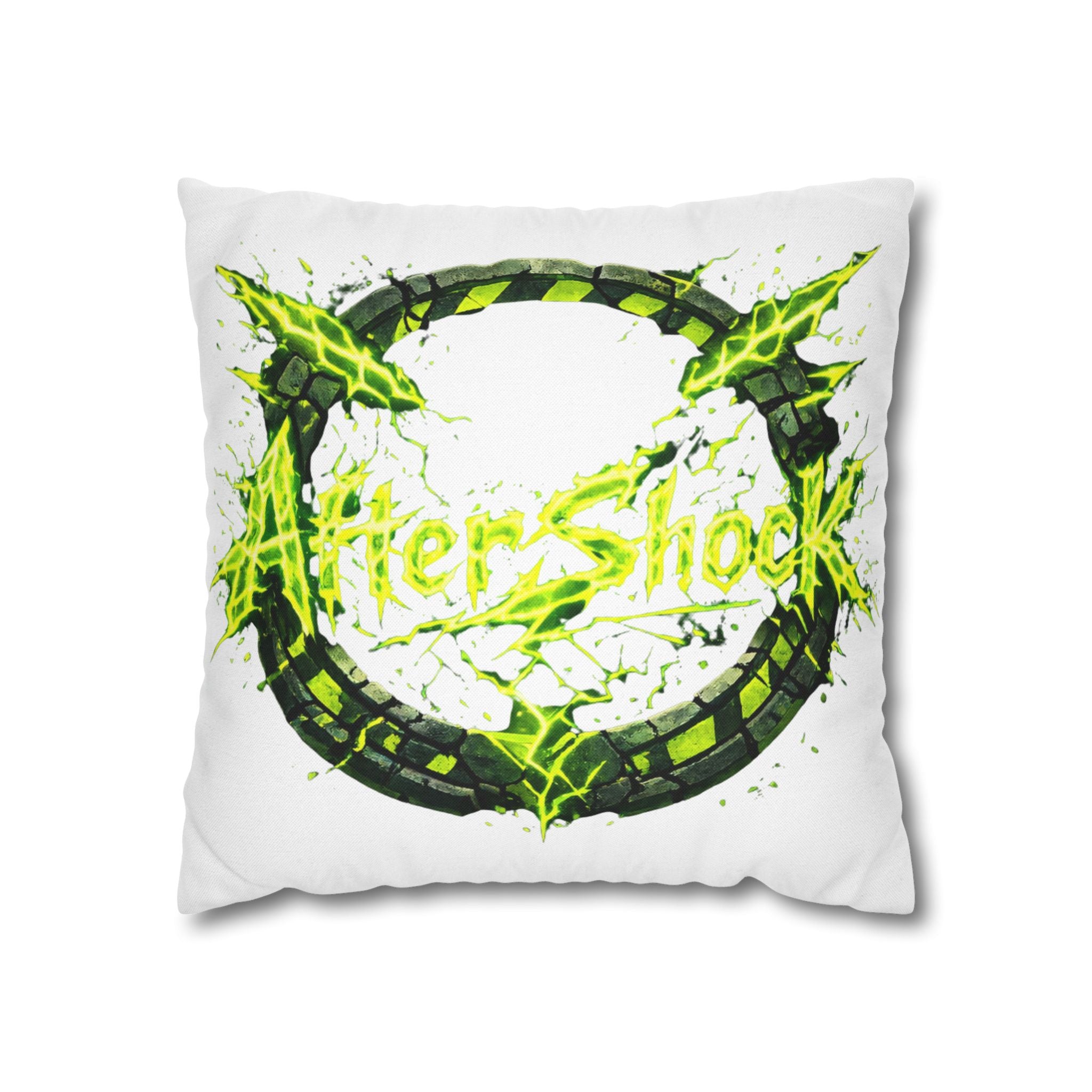 AfterShock Neon Lightning Circle Pillowcase — Spun Polyester Square Throw Pillow Cover