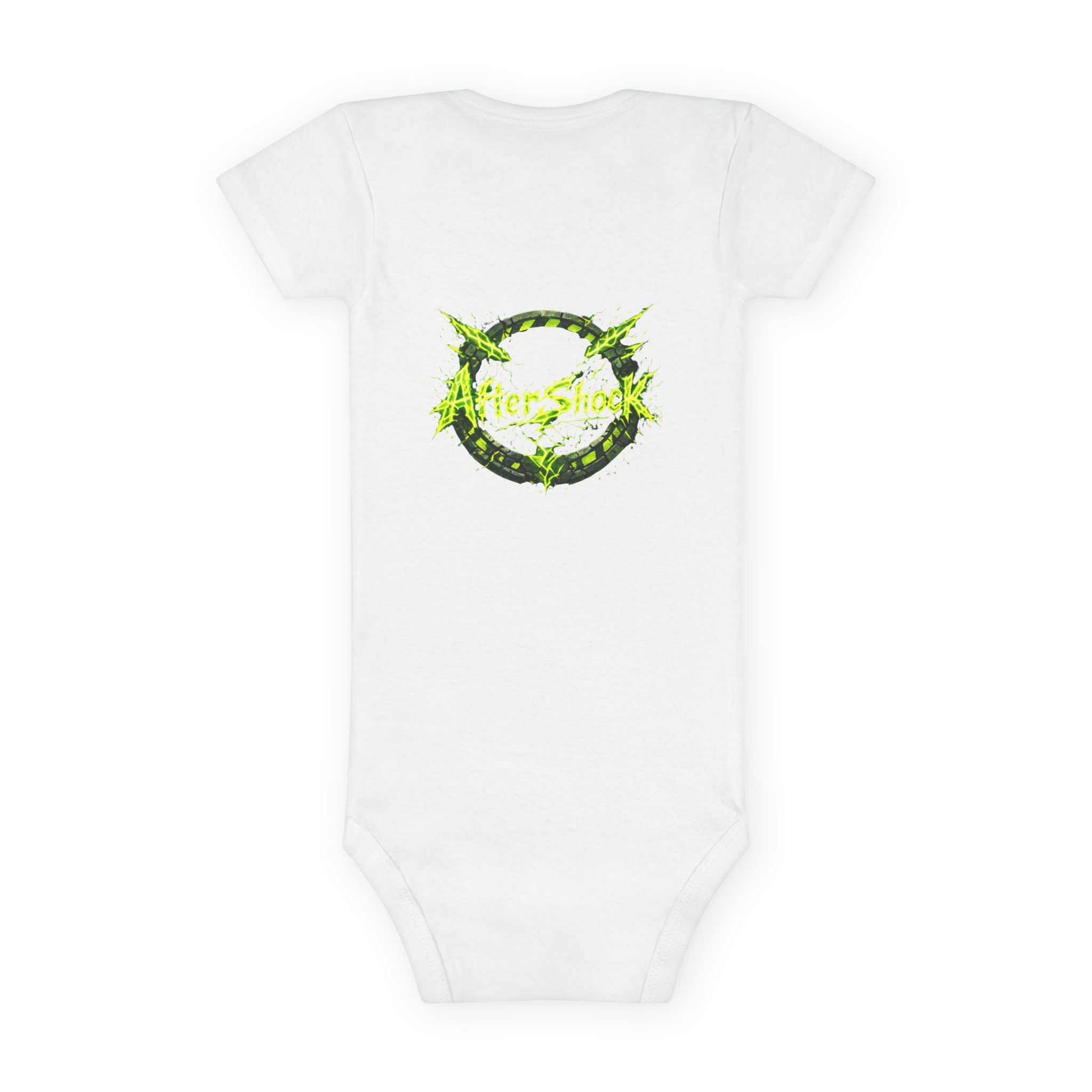 Onesie — 'AfterShock' Neon Green Logo Baby Bodysuit