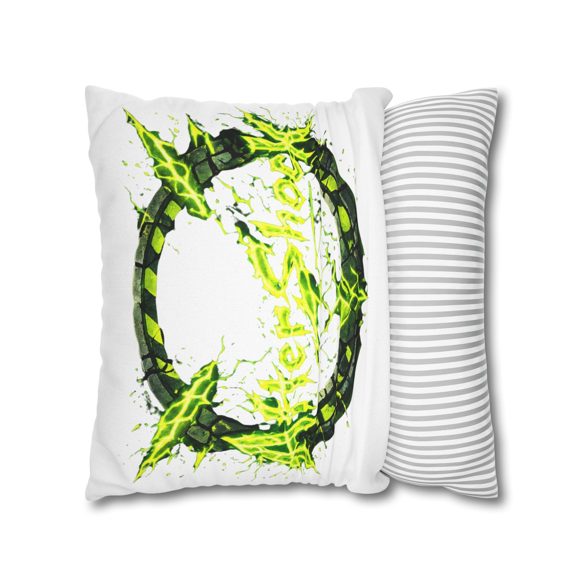 AfterShock Neon Lightning Circle Pillowcase — Spun Polyester Square Throw Pillow Cover