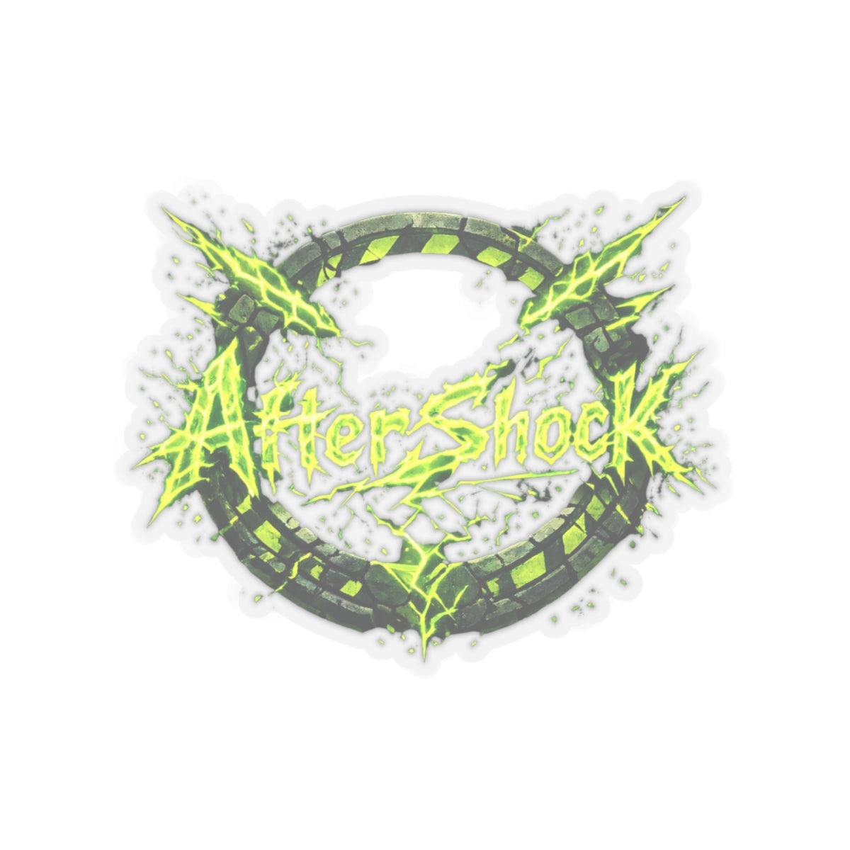 AfterShock Neon Logo Sticker — Electric Green Kiss-Cut Laptop Decal