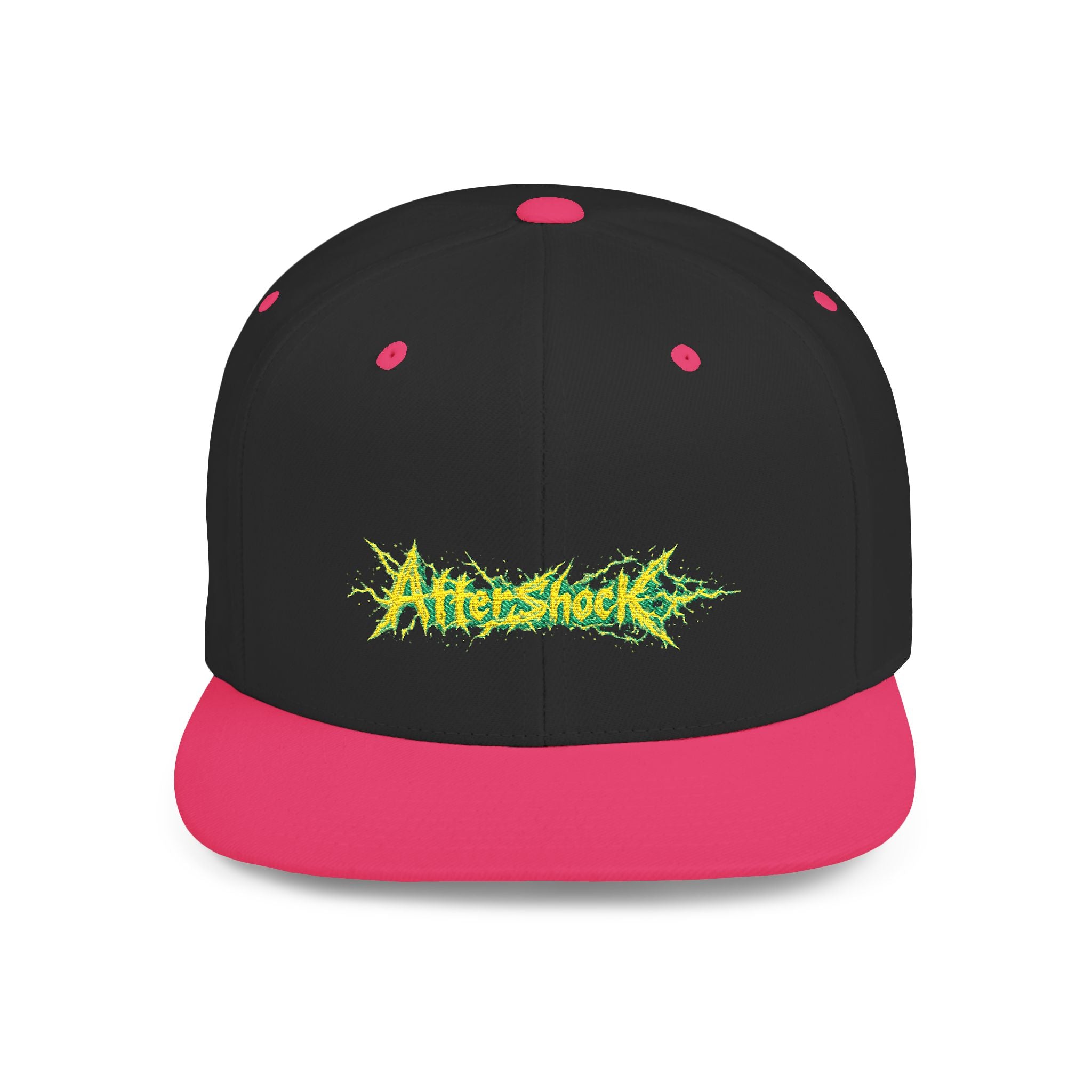 Flat Bill Snapback Hat — "Aftershock" Neon Splatter Streetwear Cap