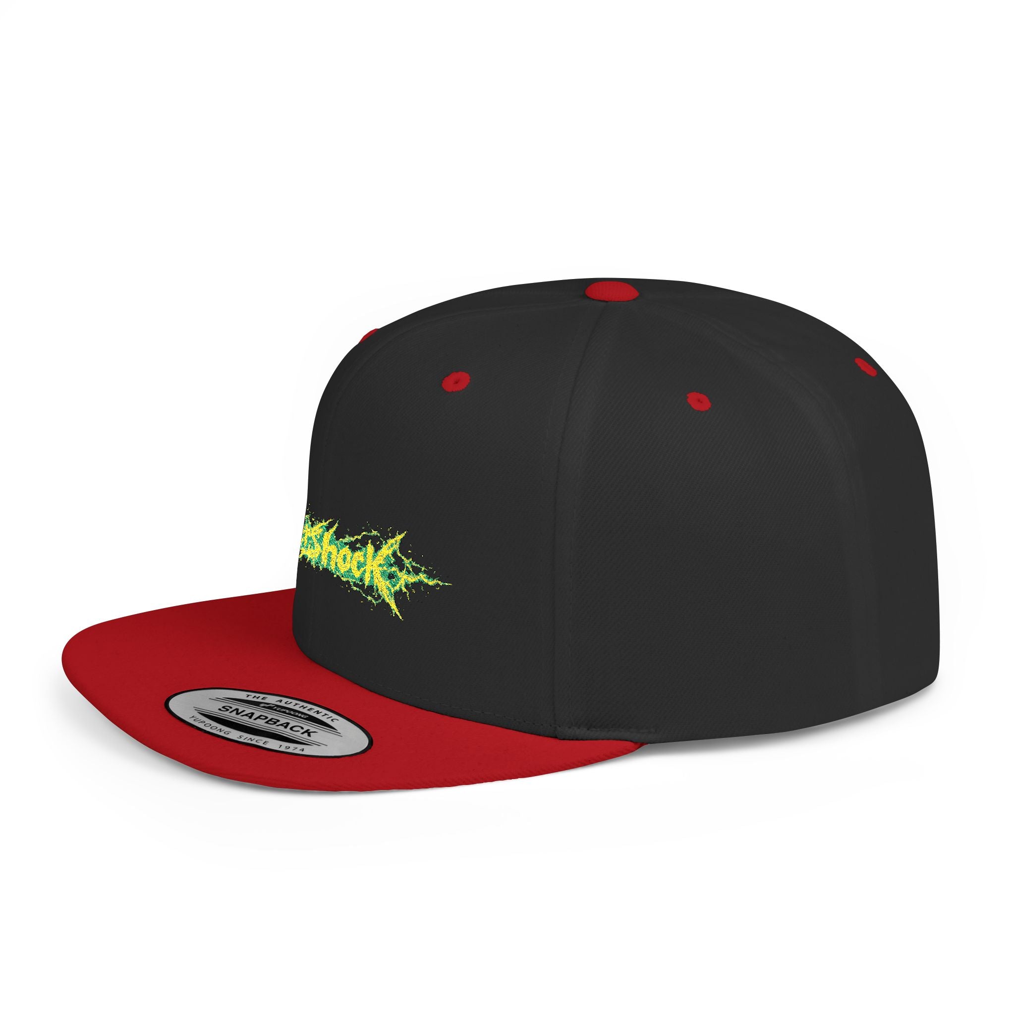 Flat Bill Snapback Hat — "Aftershock" Neon Splatter Streetwear Cap