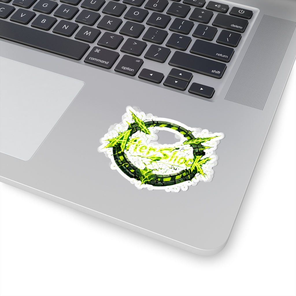 AfterShock Neon Logo Sticker — Electric Green Kiss-Cut Laptop Decal