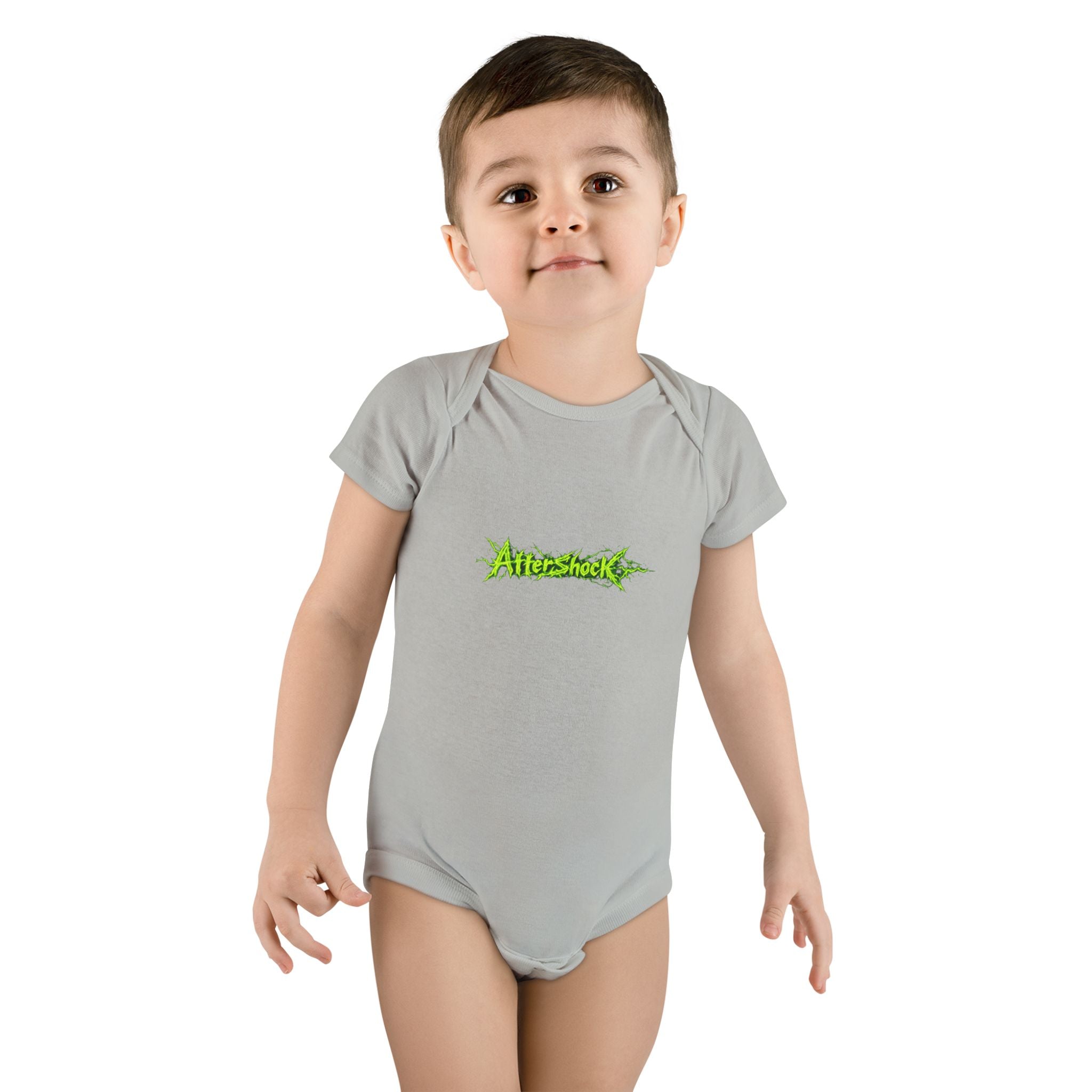 Onesie — 'AfterShock' Neon Green Logo Baby Bodysuit