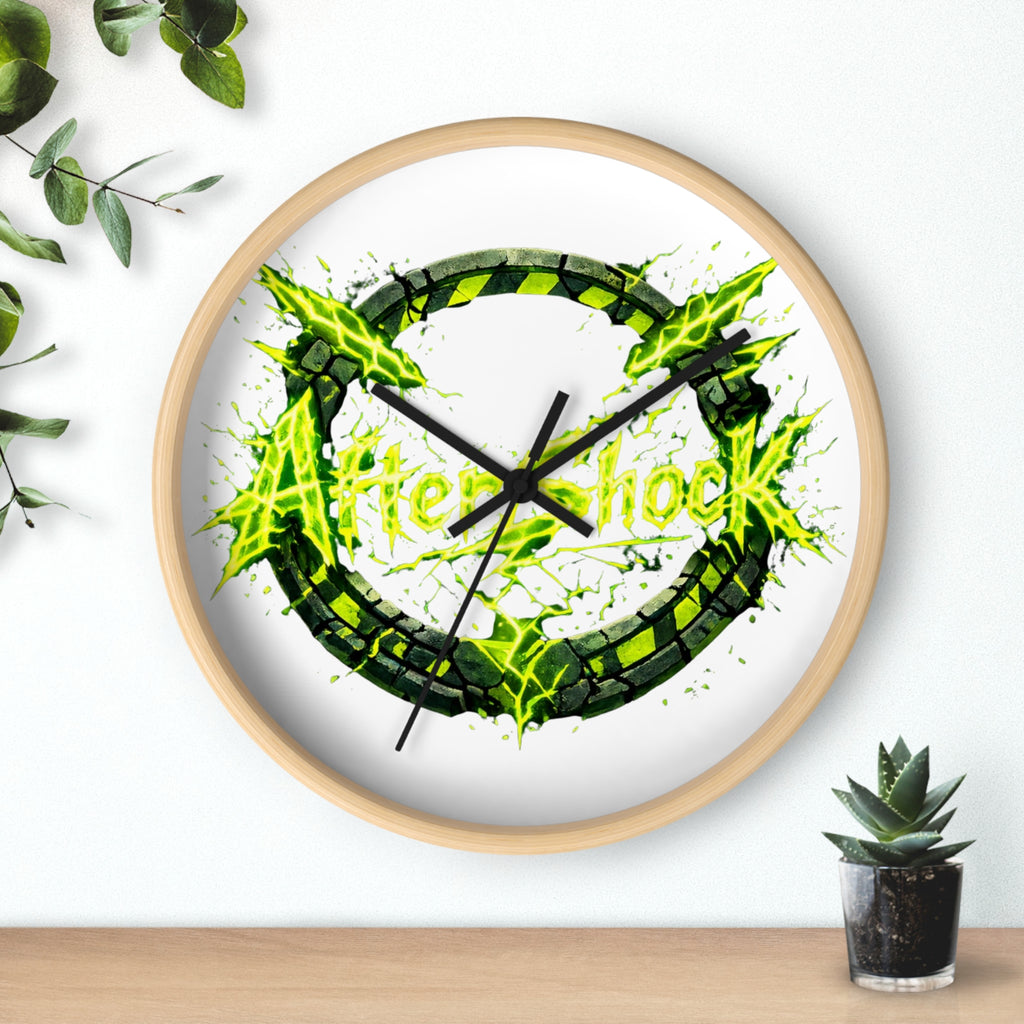 Aftershock Neon Graphic Wall Clock — Electric Green Industrial Ring Timepiece