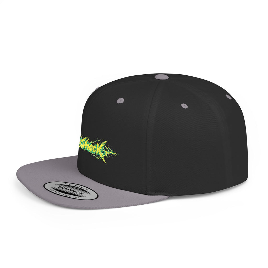 Flat Bill Snapback Hat — "Aftershock" Neon Splatter Streetwear Cap