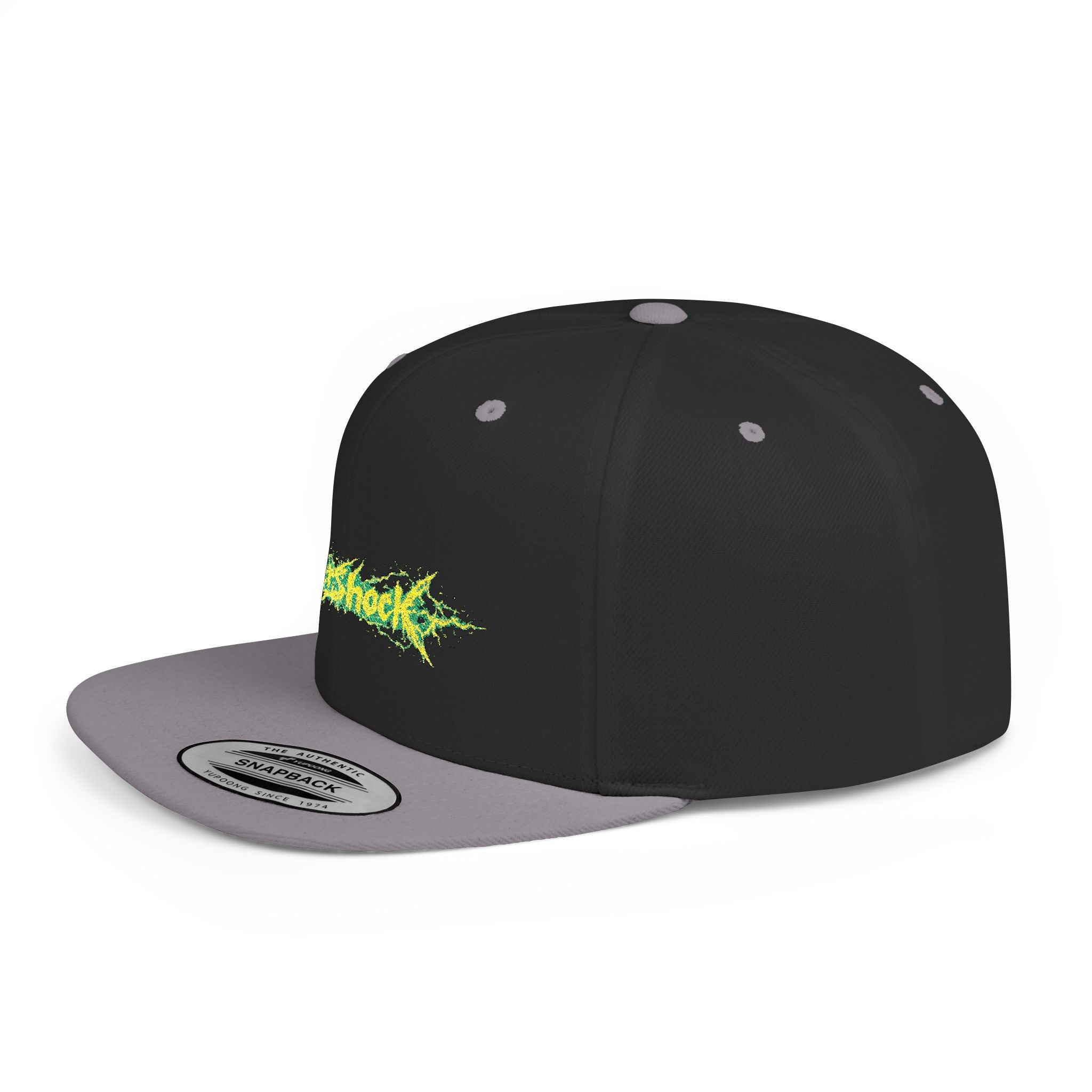 Flat Bill Snapback Hat — "Aftershock" Neon Splatter Streetwear Cap