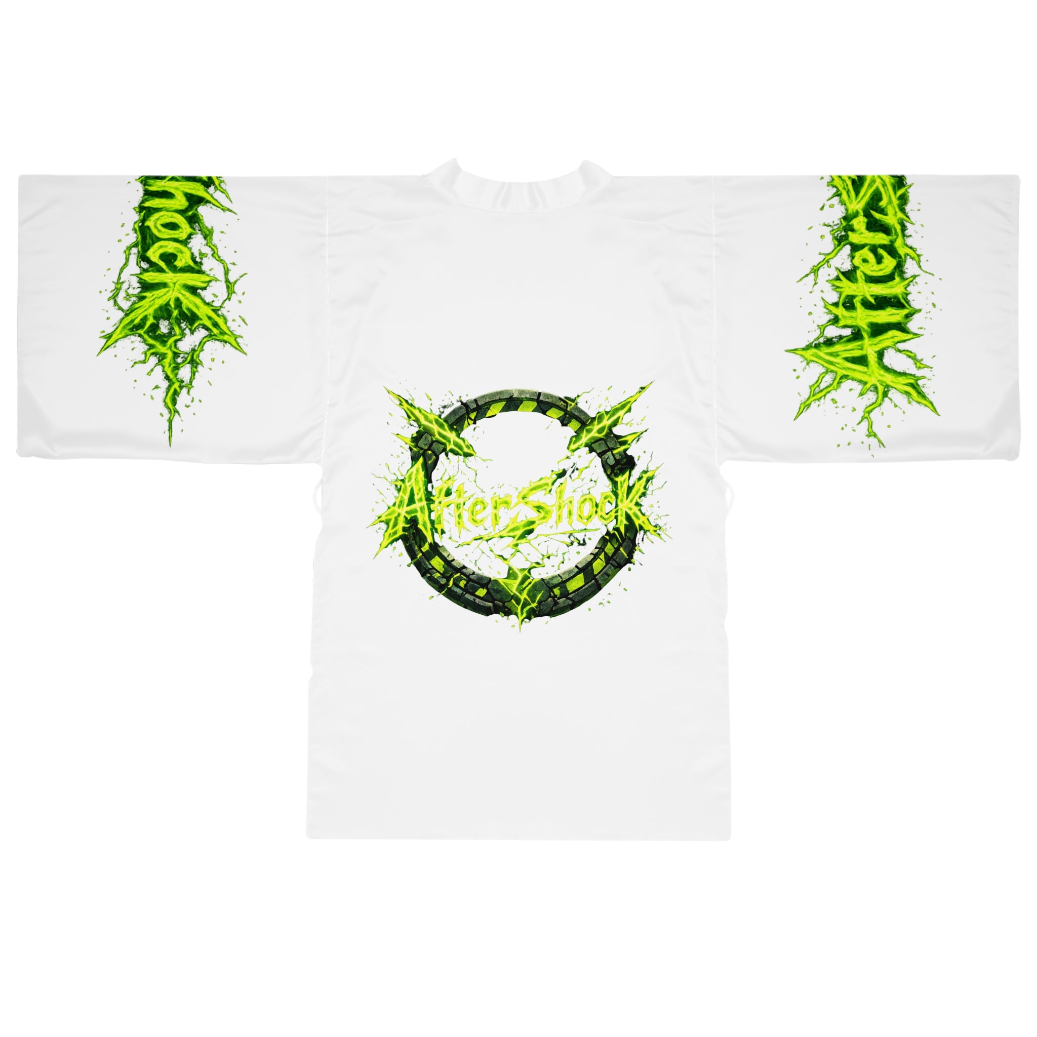 Kimono Robe — Green Grunge 'Aftershock' Logo AOP