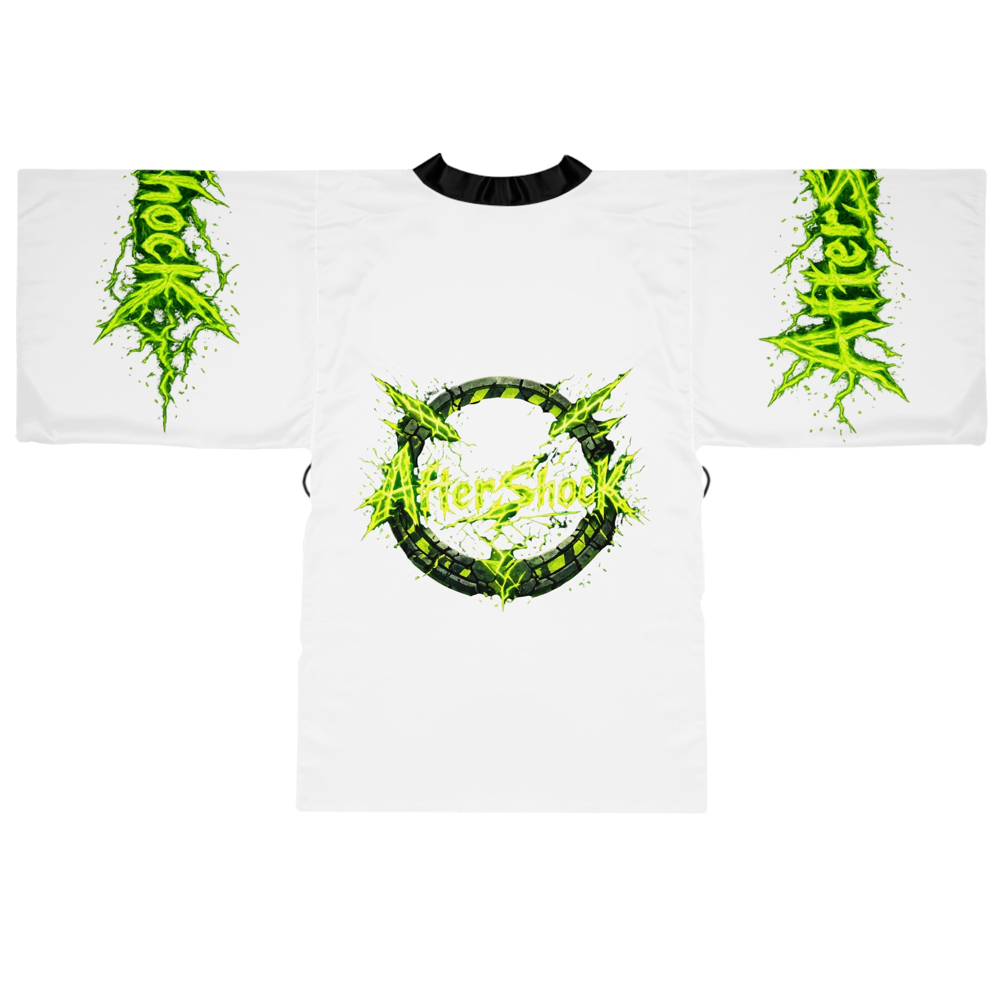 Kimono Robe — Green Grunge 'Aftershock' Logo AOP