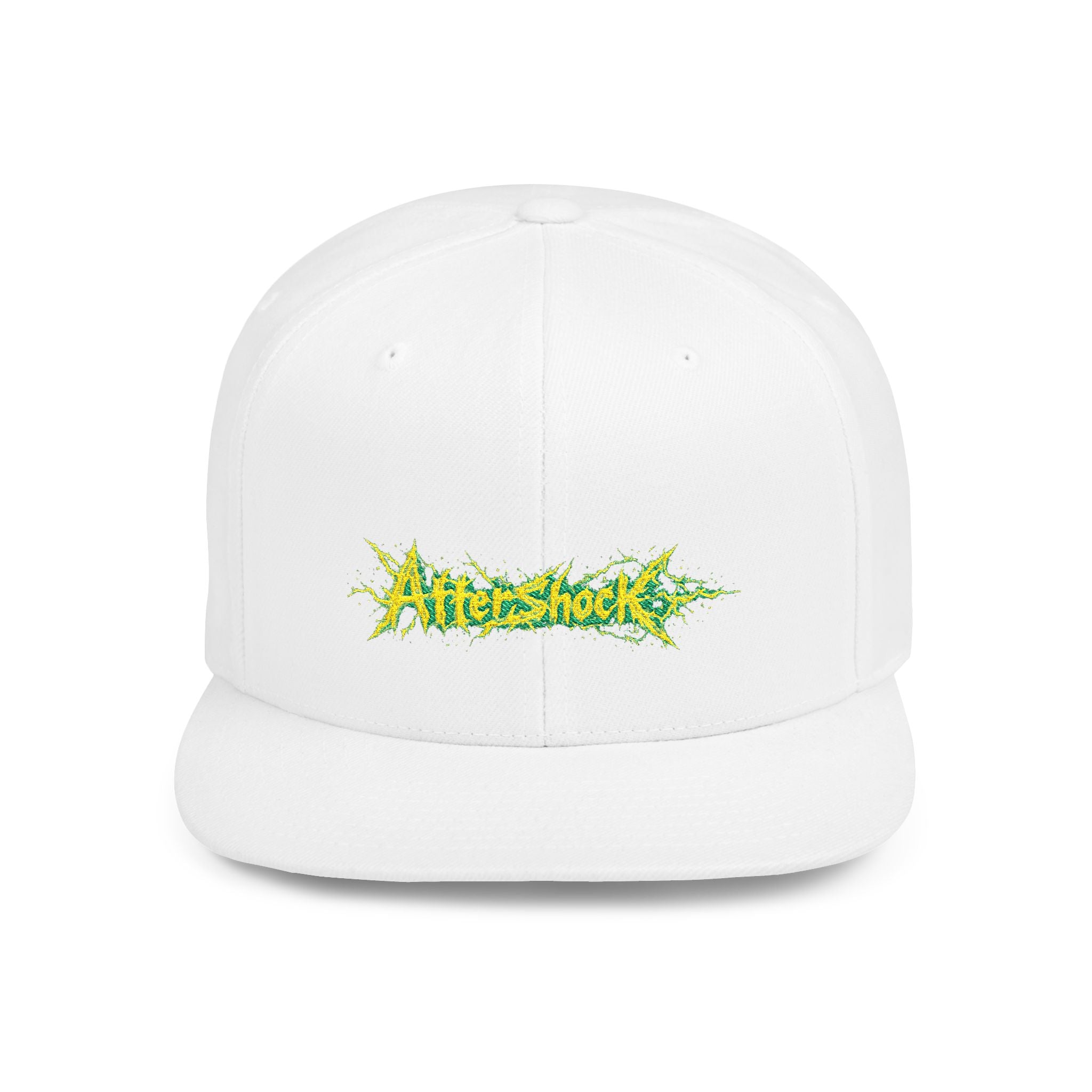 Flat Bill Snapback Hat — "Aftershock" Neon Splatter Streetwear Cap