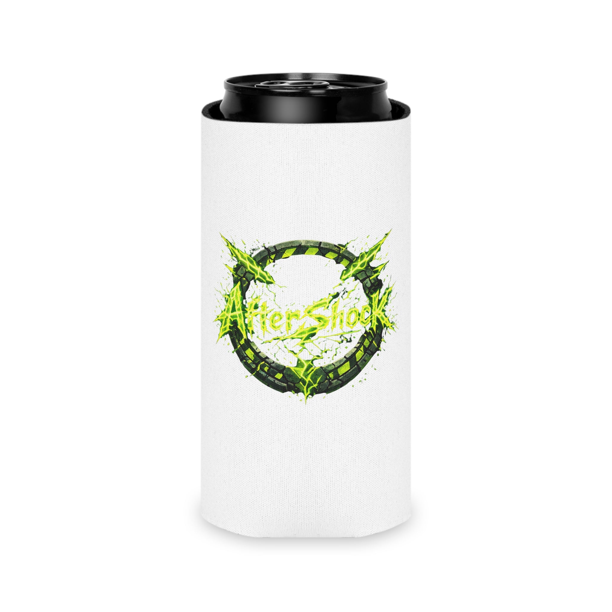 Can Cooler — Neon Green After Shock Logo Cooler (beer koozie)