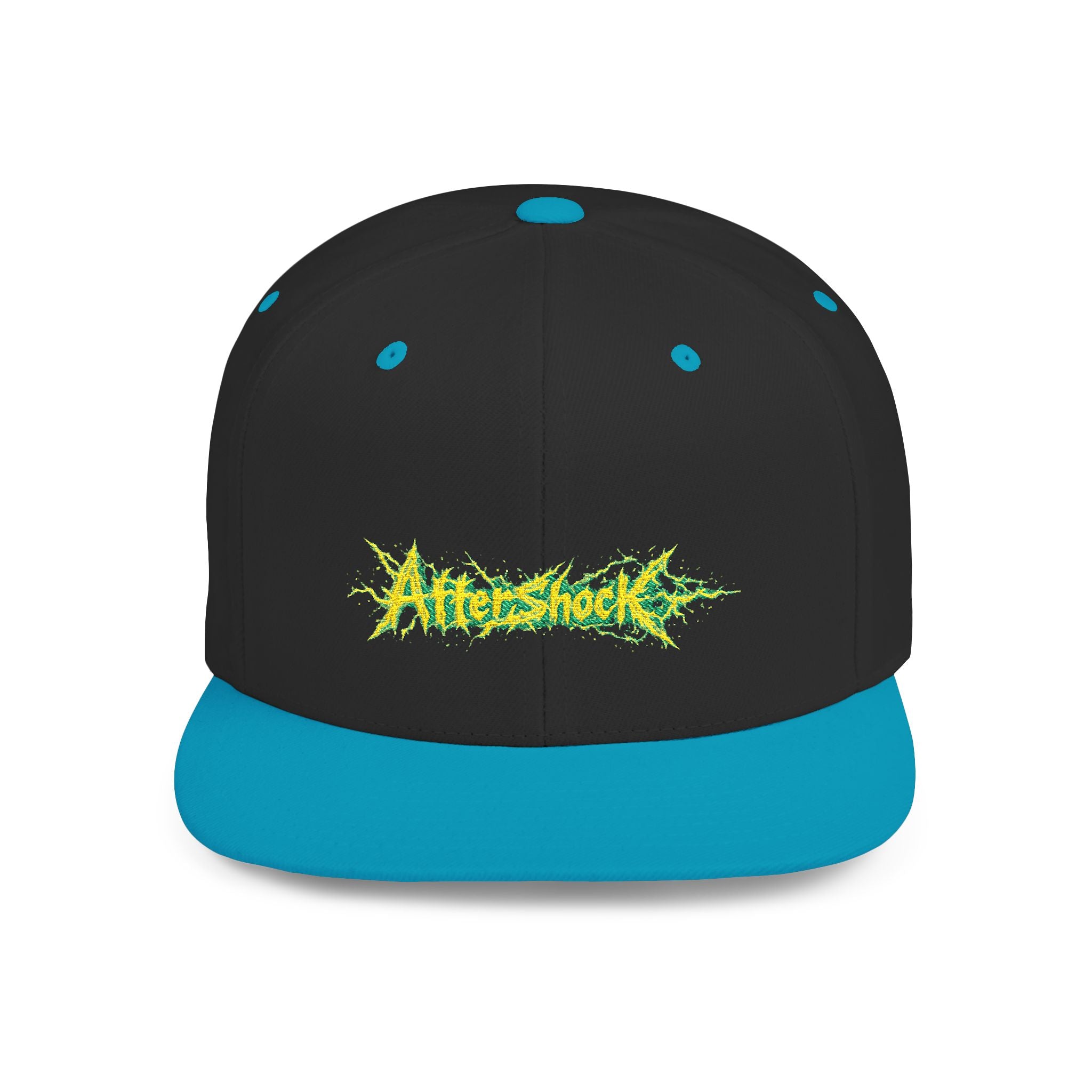 Flat Bill Snapback Hat — "Aftershock" Neon Splatter Streetwear Cap