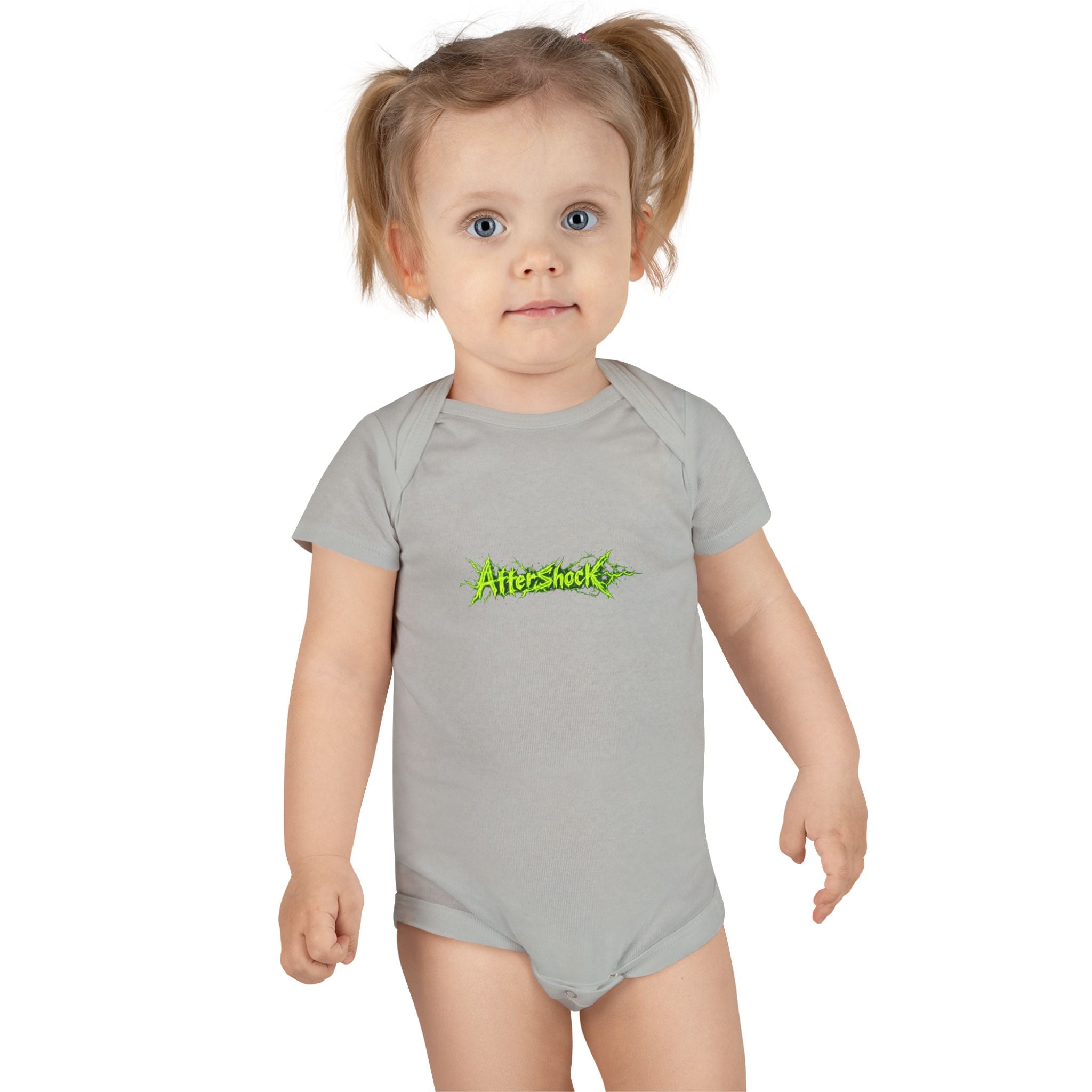 Onesie — 'AfterShock' Neon Green Logo Baby Bodysuit
