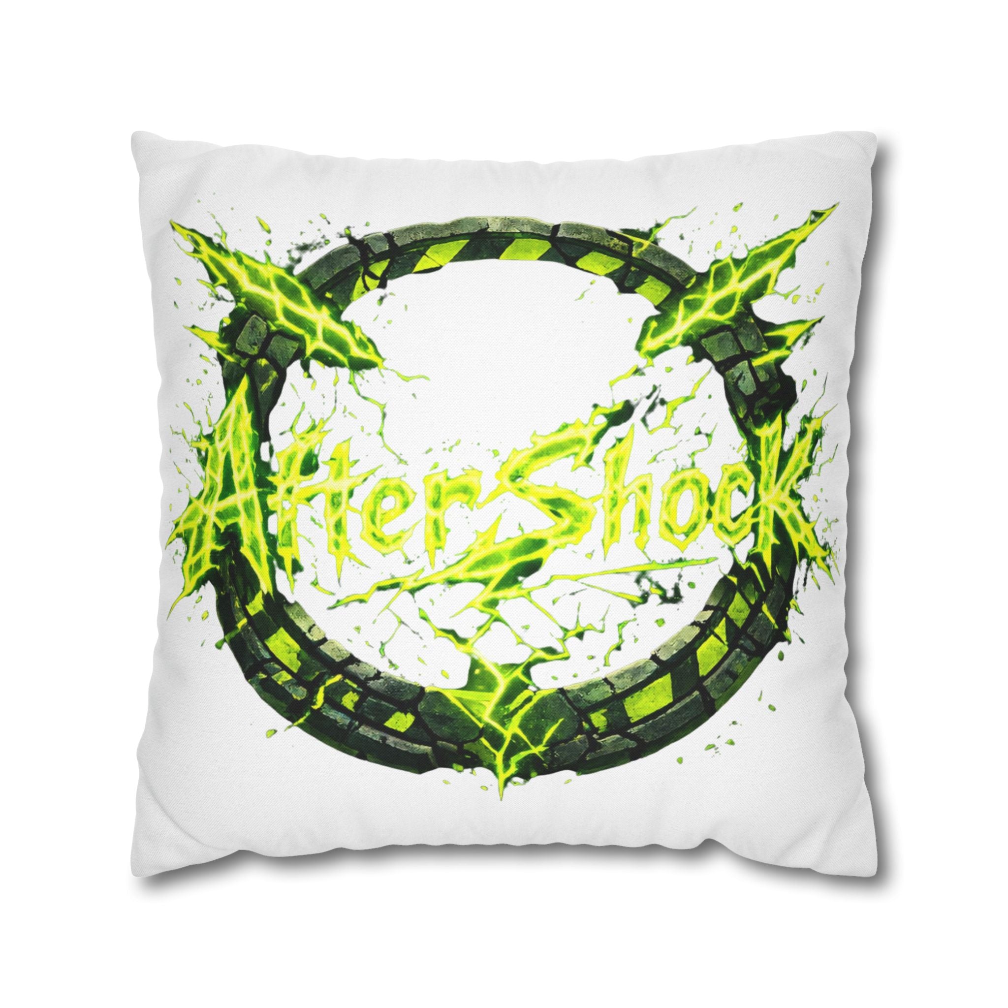 AfterShock Neon Lightning Circle Pillowcase — Spun Polyester Square Throw Pillow Cover