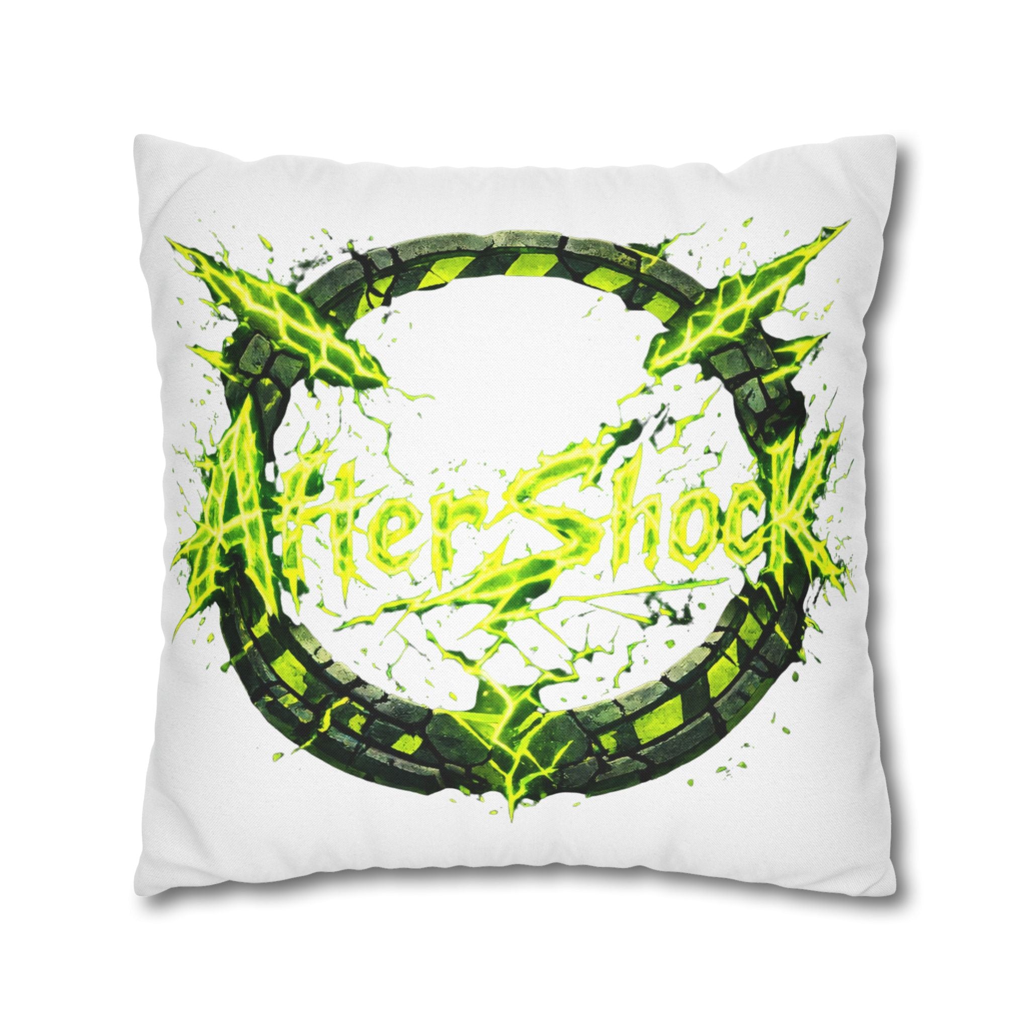 AfterShock Neon Lightning Circle Pillowcase — Spun Polyester Square Throw Pillow Cover