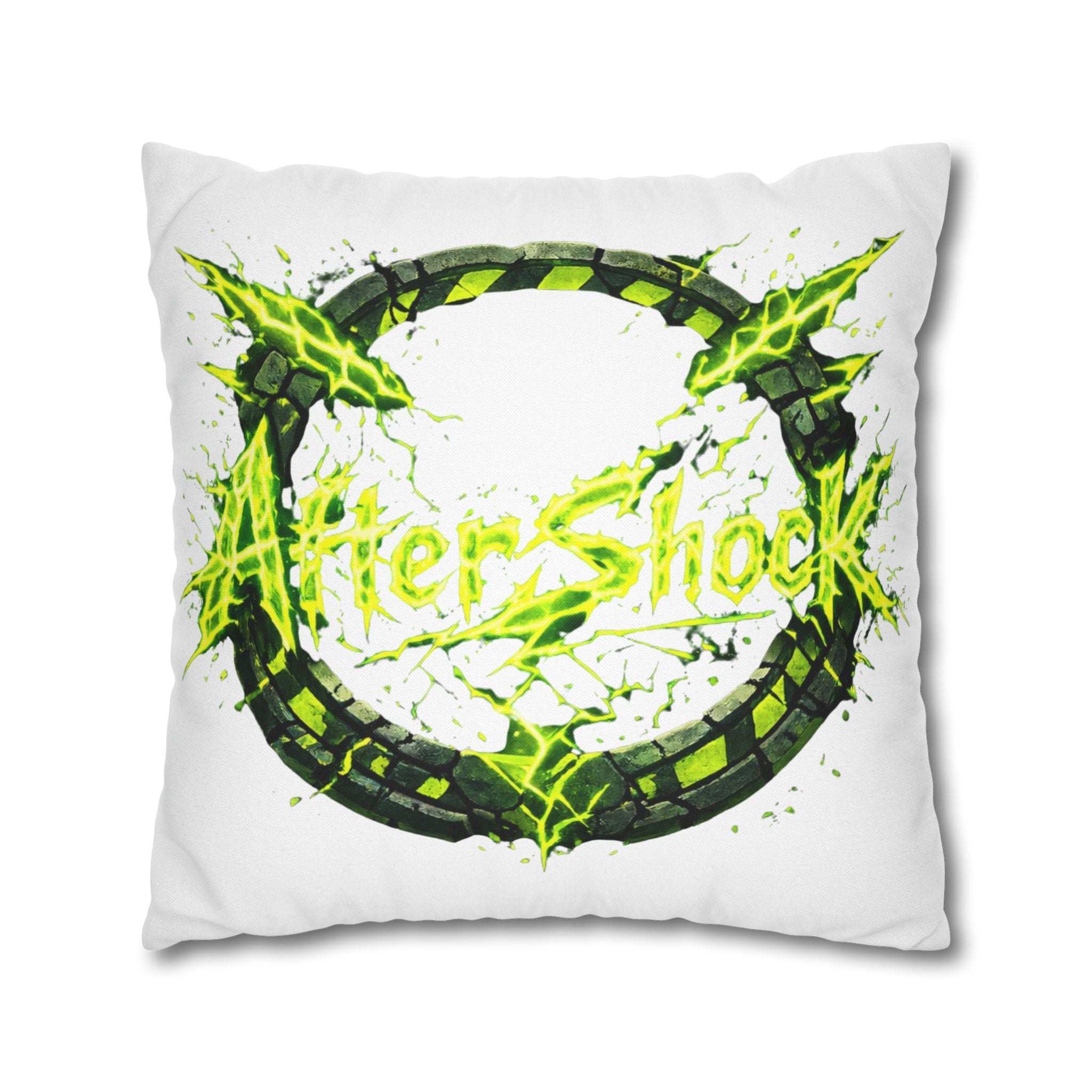 AfterShock Neon Lightning Circle Pillowcase — Spun Polyester Square Throw Pillow Cover