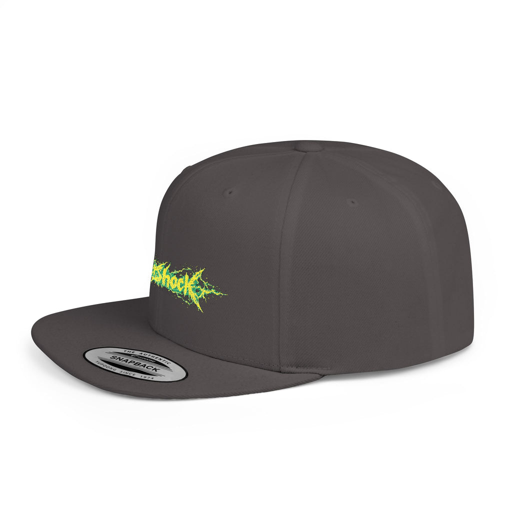 Flat Bill Snapback Hat — "Aftershock" Neon Splatter Streetwear Cap