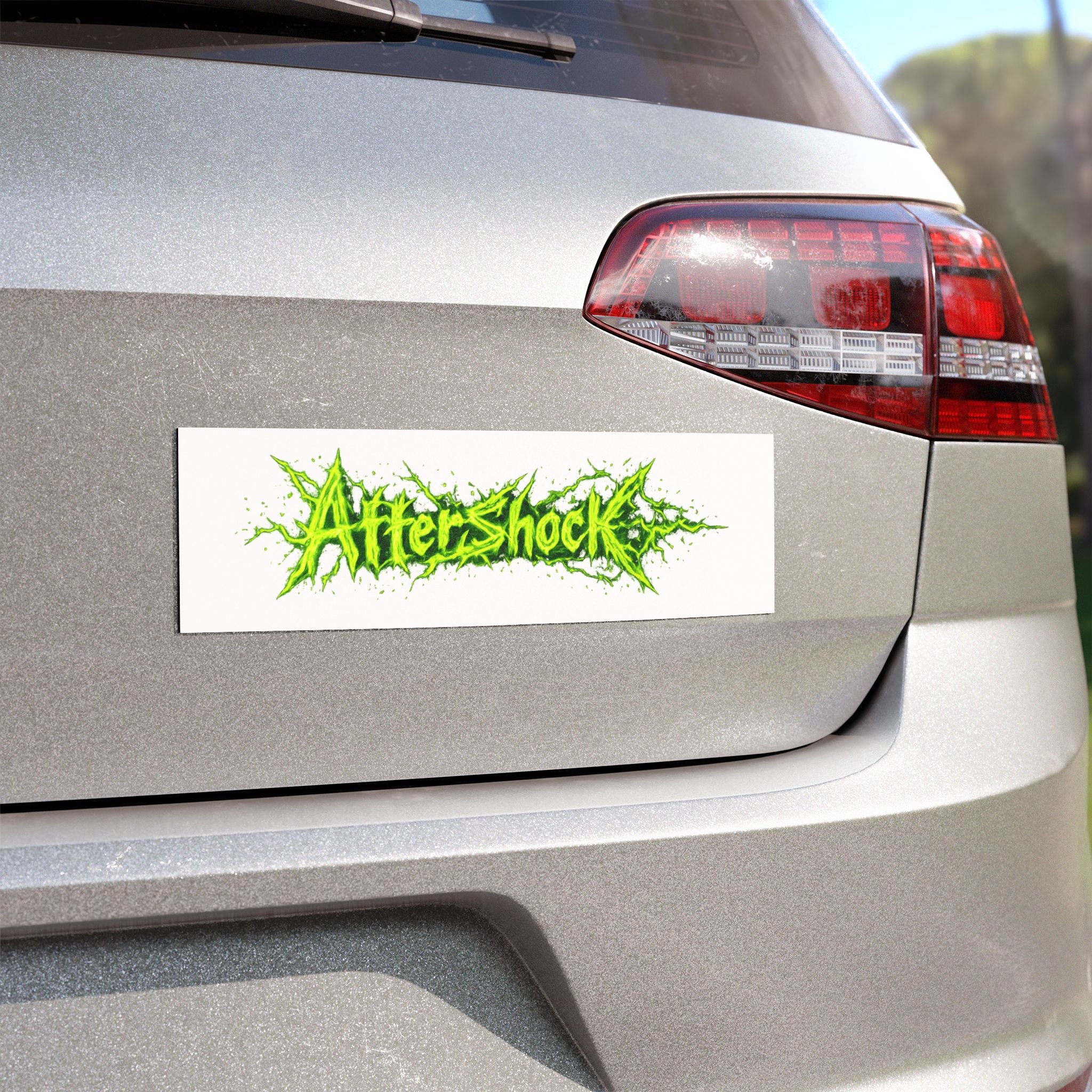 Aftershock Green Logo Car Magnet — Neon Grunge Vehicle Decal