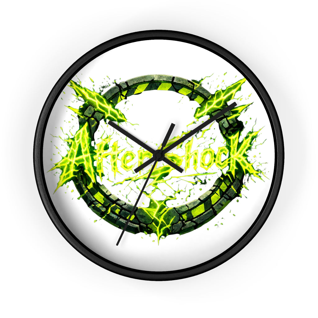 Aftershock Neon Graphic Wall Clock — Electric Green Industrial Ring Timepiece