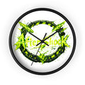 Aftershock Neon Graphic Wall Clock — Electric Green Industrial Ring Timepiece