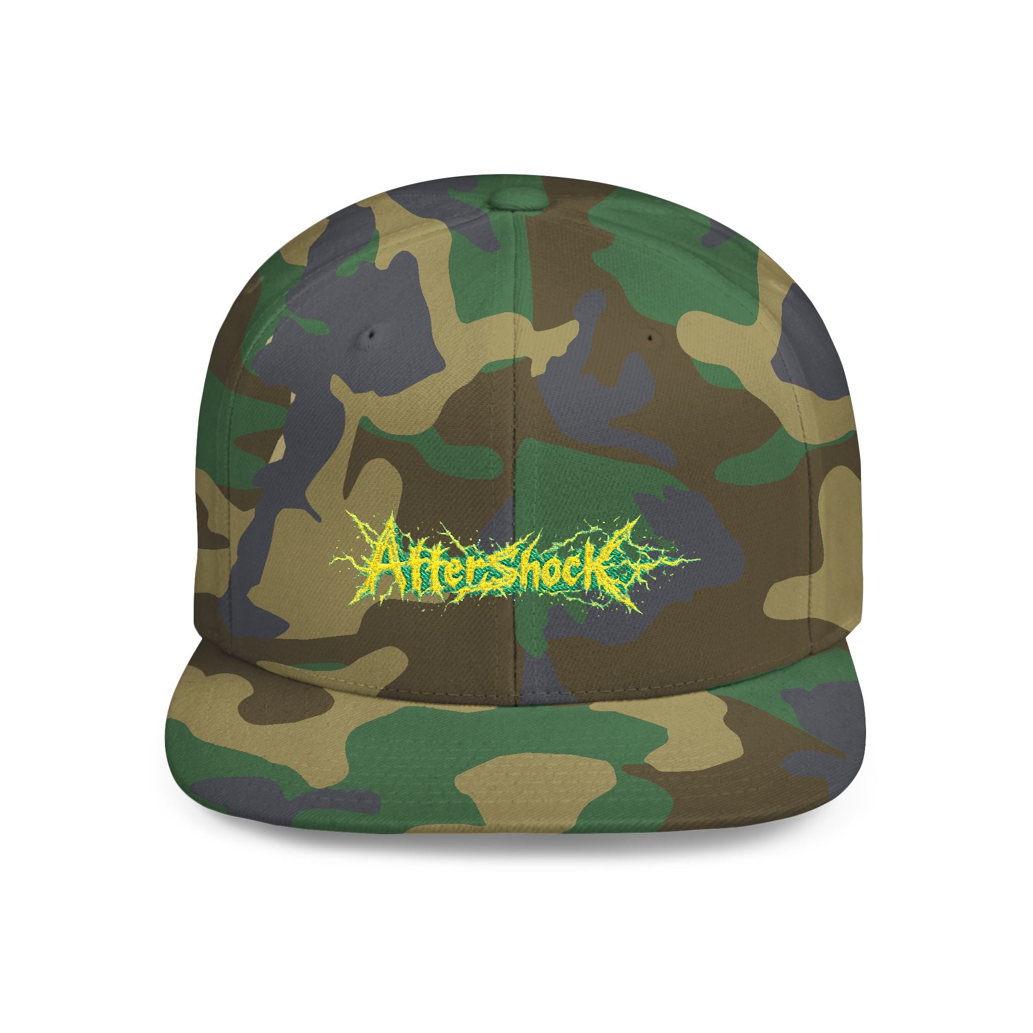 Flat Bill Snapback Hat — "Aftershock" Neon Splatter Streetwear Cap