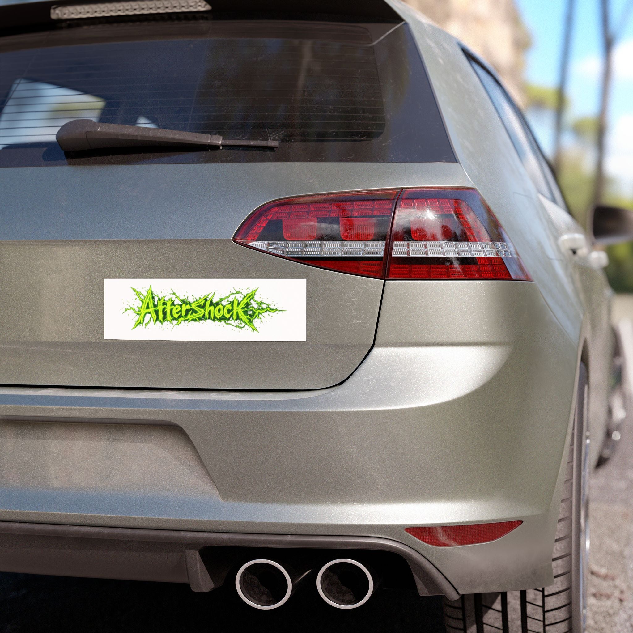 Aftershock Green Logo Car Magnet — Neon Grunge Vehicle Decal
