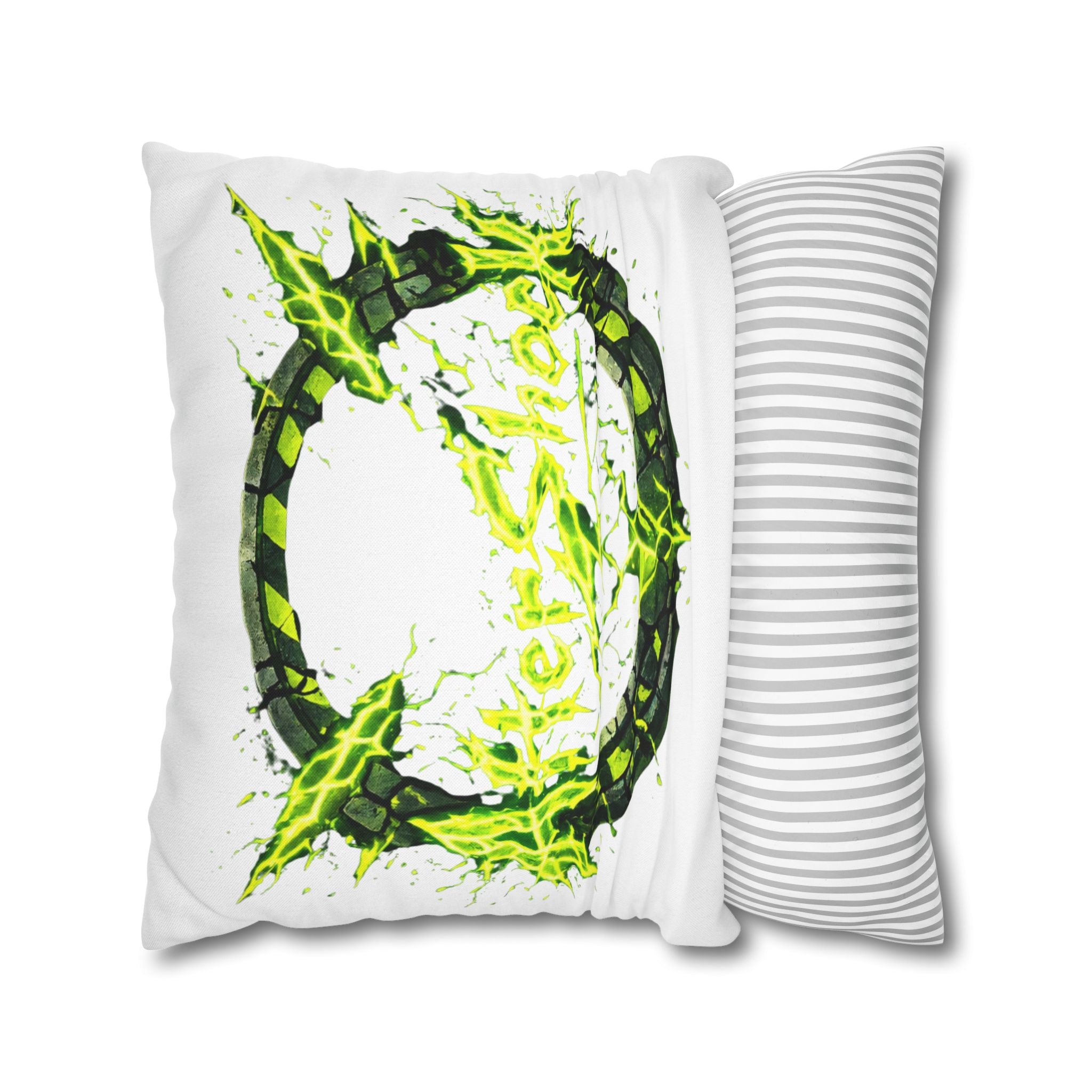 AfterShock Neon Lightning Circle Pillowcase — Spun Polyester Square Throw Pillow Cover