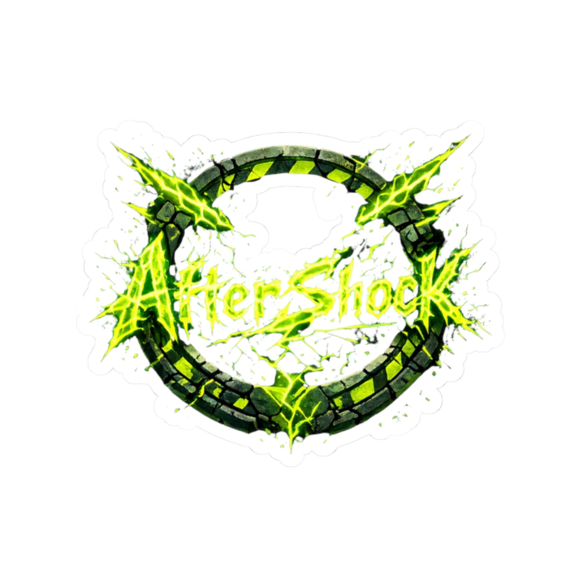 AfterShock Neon Logo Sticker — Electric Green Kiss-Cut Laptop Decal