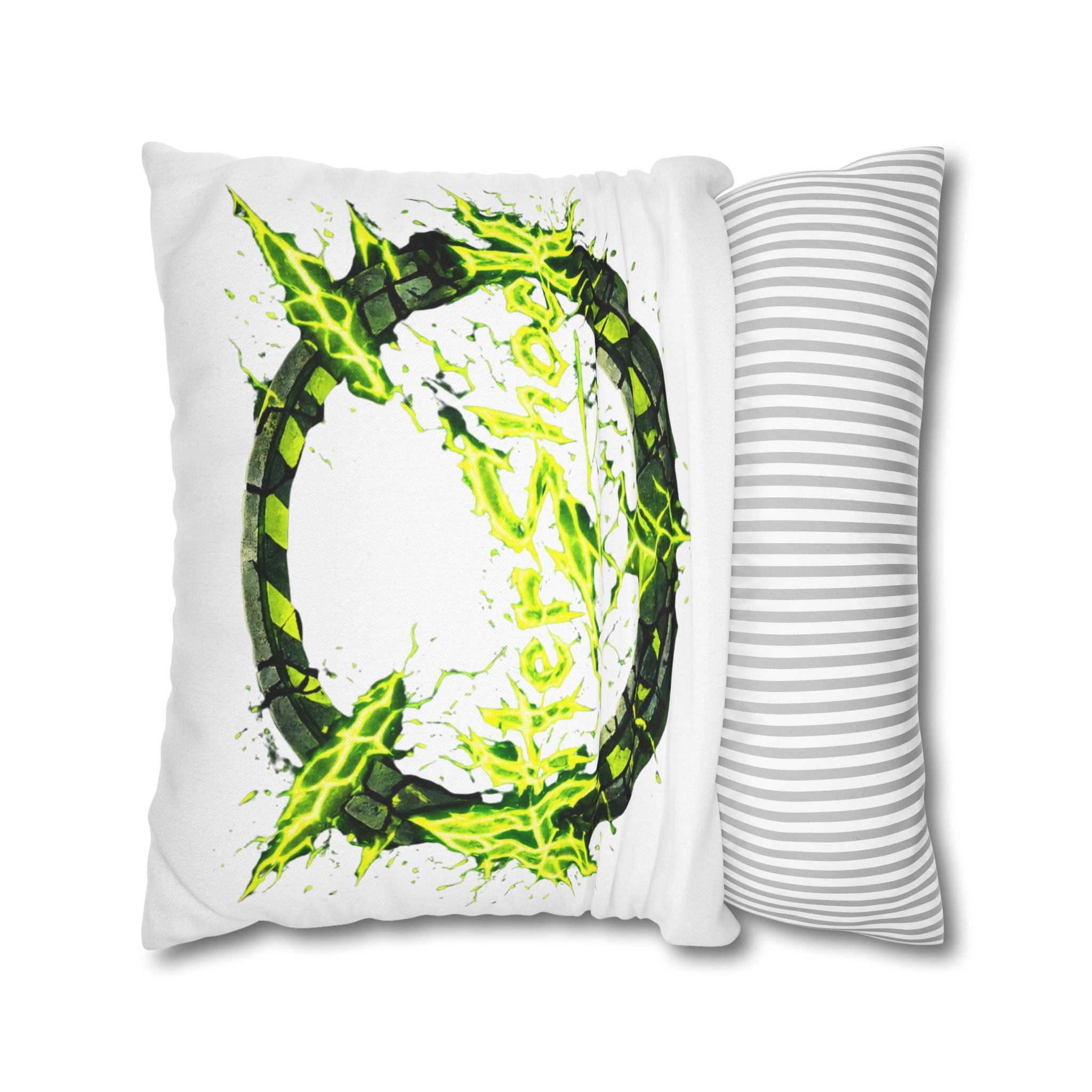 AfterShock Neon Lightning Circle Pillowcase — Spun Polyester Square Throw Pillow Cover