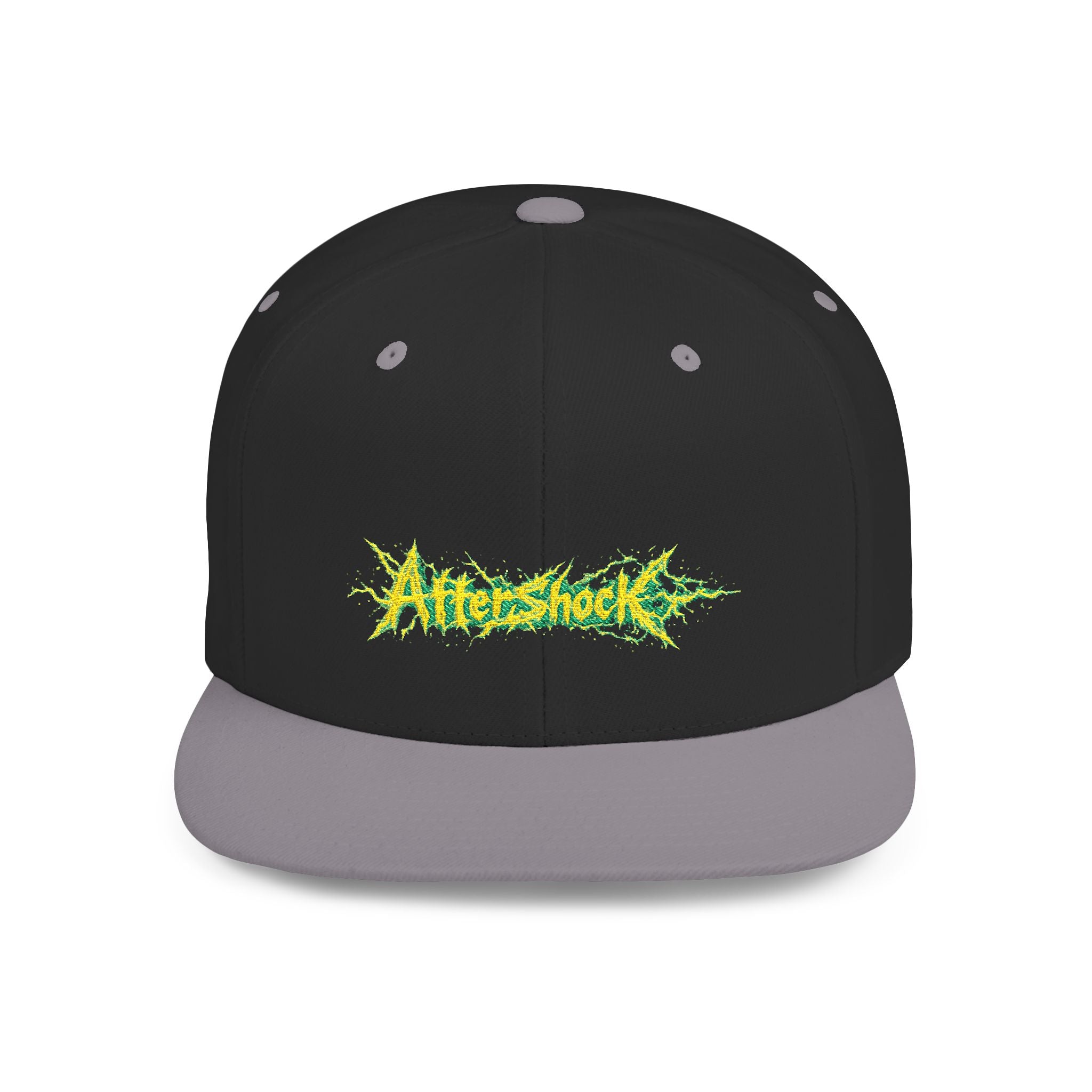 Flat Bill Snapback Hat — "Aftershock" Neon Splatter Streetwear Cap