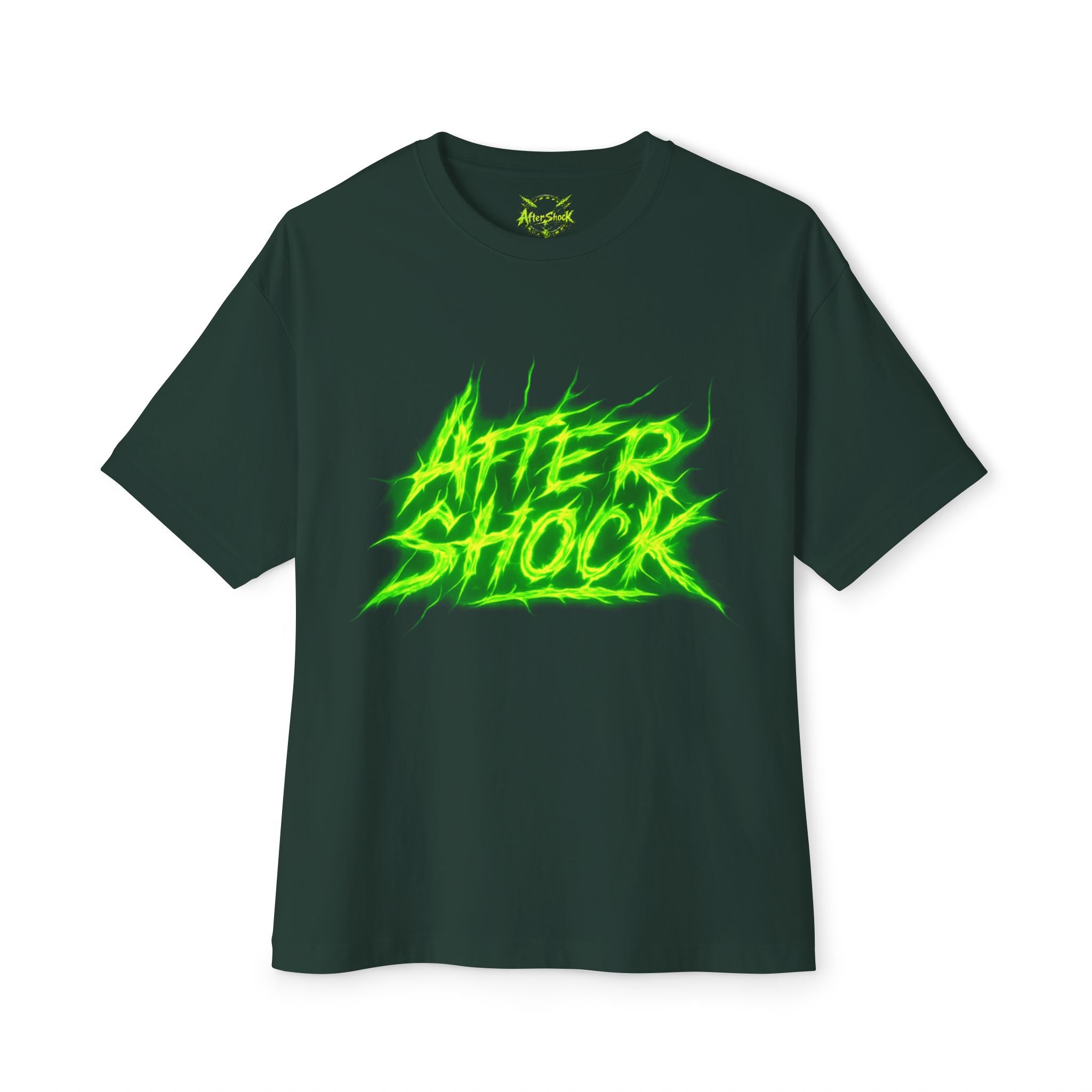Aftershock Graphic Tee — Neon Green Skate/Punk Oversized Shirt