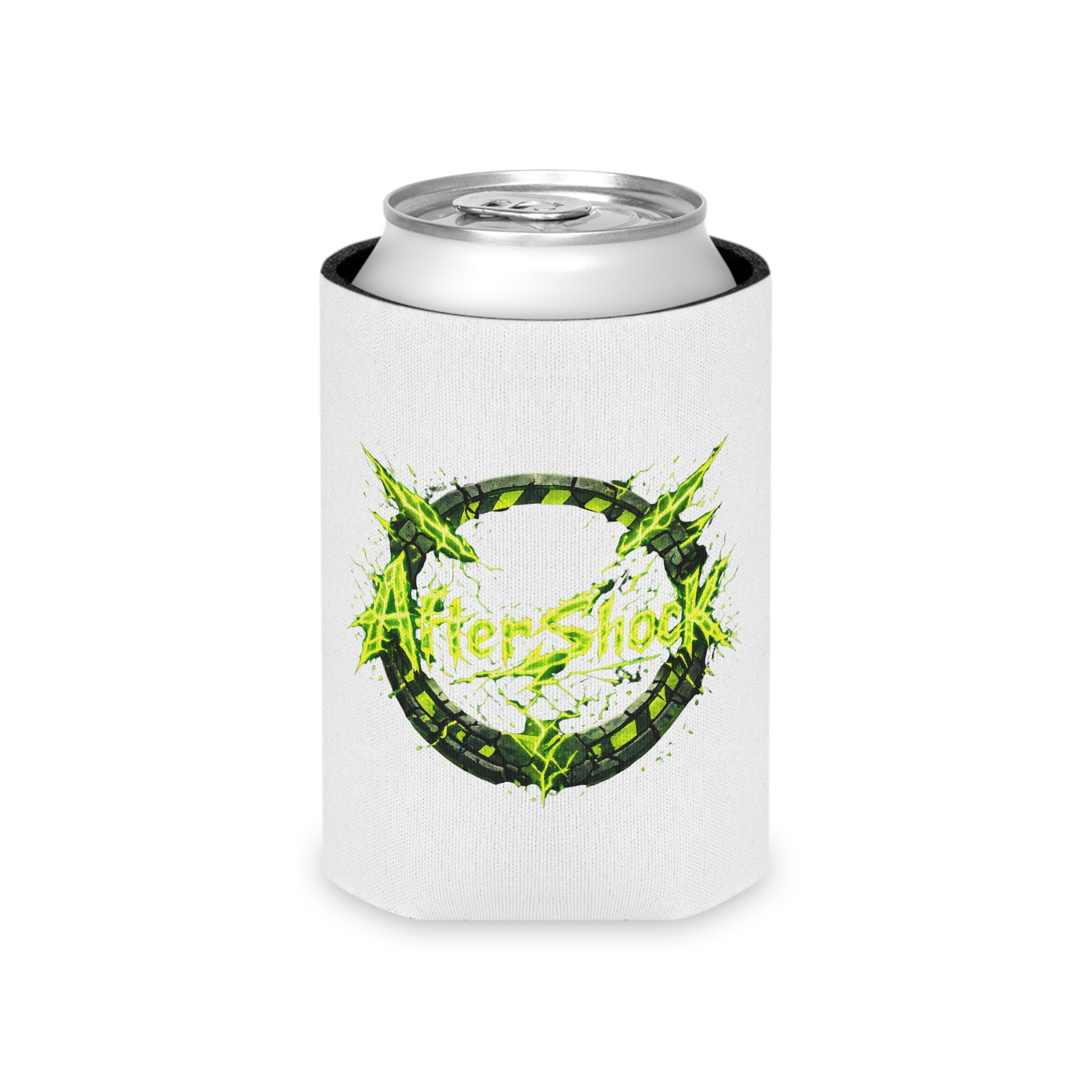 Can Cooler — Neon Green After Shock Logo Cooler (beer koozie)