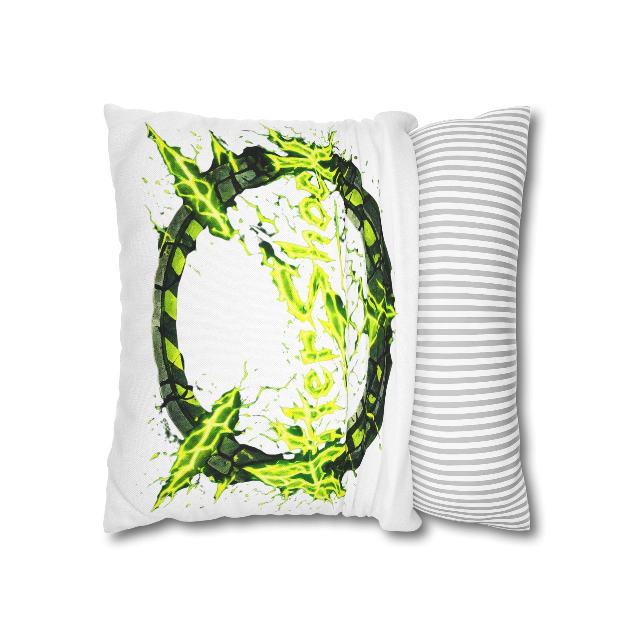 AfterShock Neon Lightning Circle Pillowcase — Spun Polyester Square Throw Pillow Cover