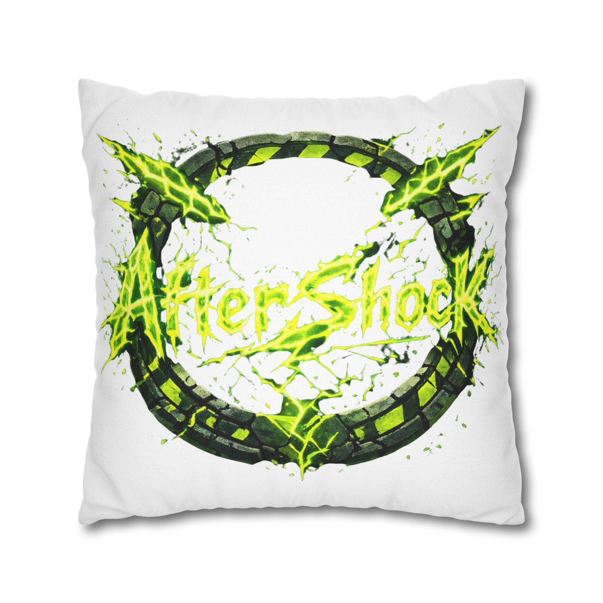 AfterShock Neon Lightning Circle Pillowcase — Spun Polyester Square Throw Pillow Cover