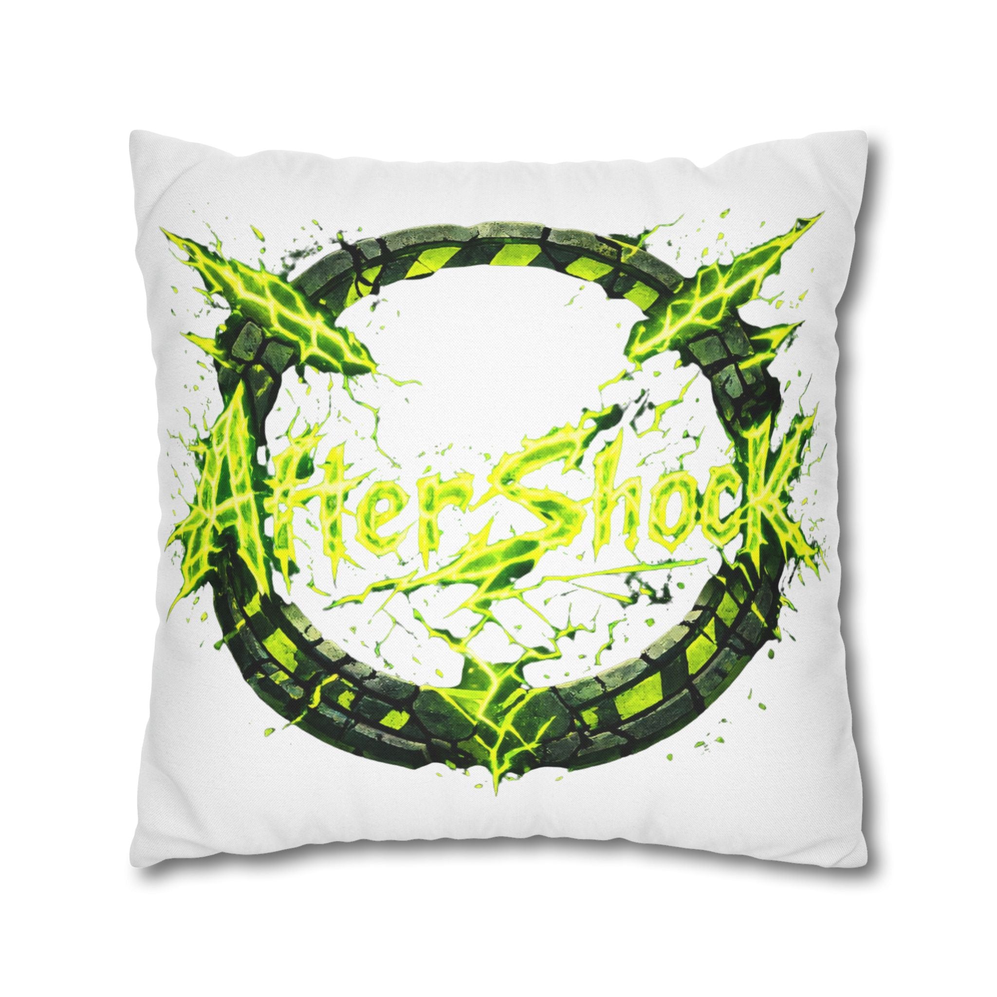 AfterShock Neon Lightning Circle Pillowcase — Spun Polyester Square Throw Pillow Cover