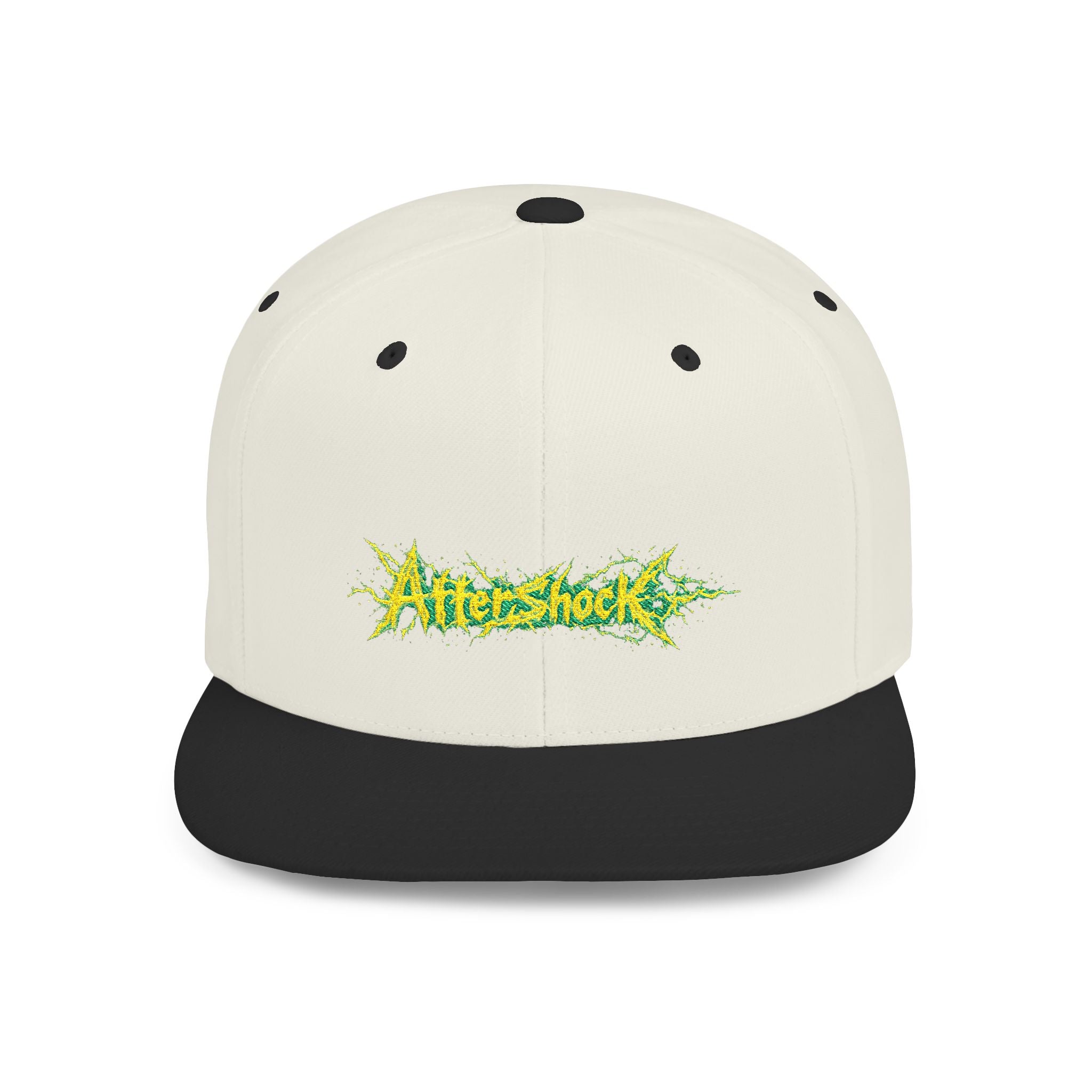 Flat Bill Snapback Hat — "Aftershock" Neon Splatter Streetwear Cap