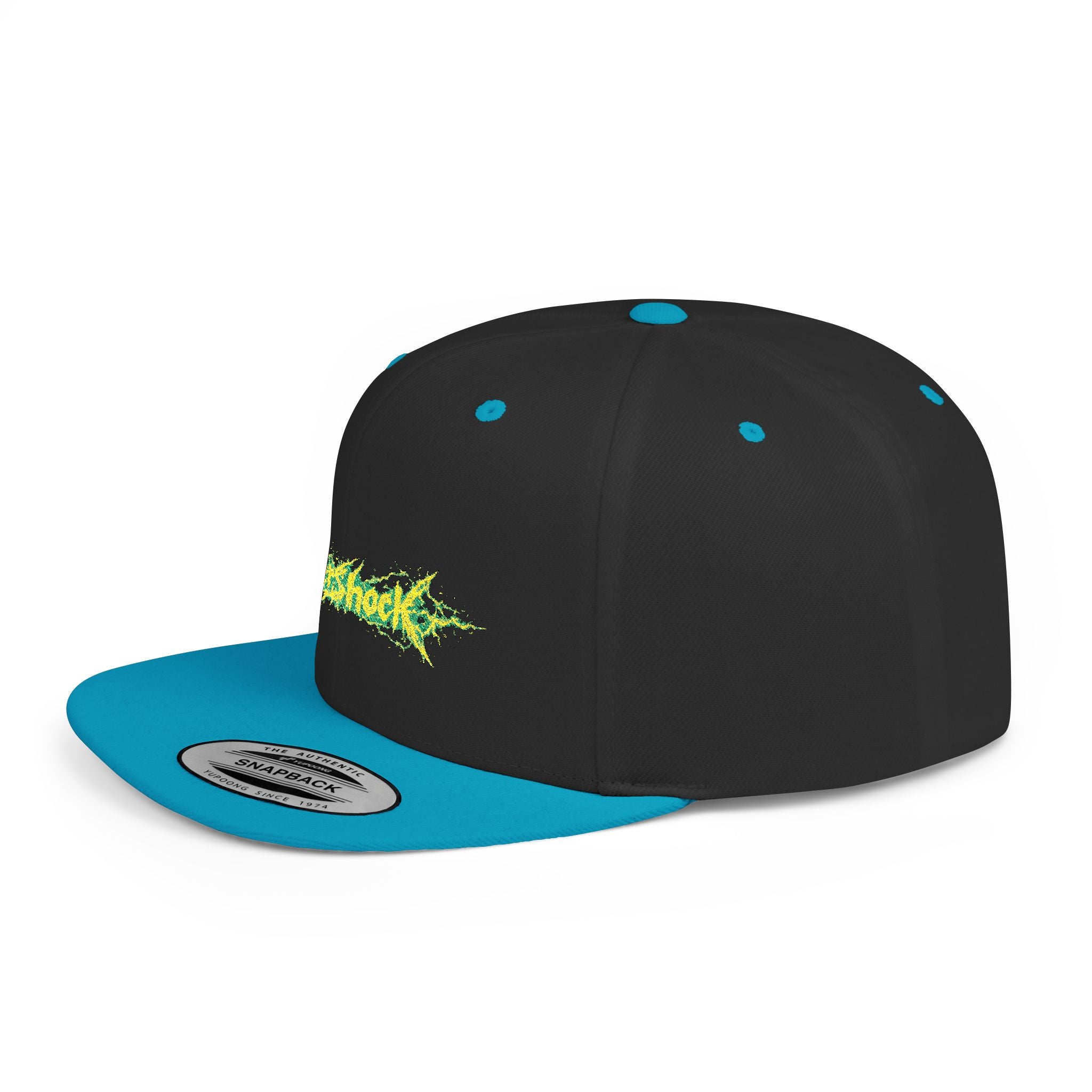 Flat Bill Snapback Hat — "Aftershock" Neon Splatter Streetwear Cap