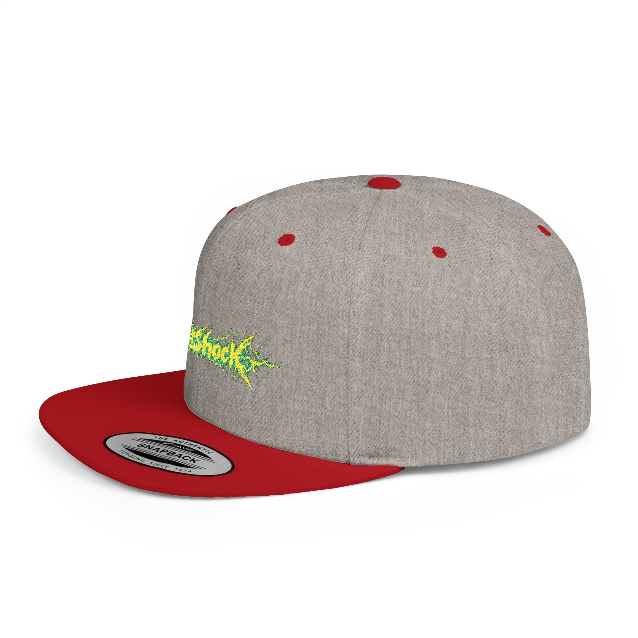Flat Bill Snapback Hat — "Aftershock" Neon Splatter Streetwear Cap