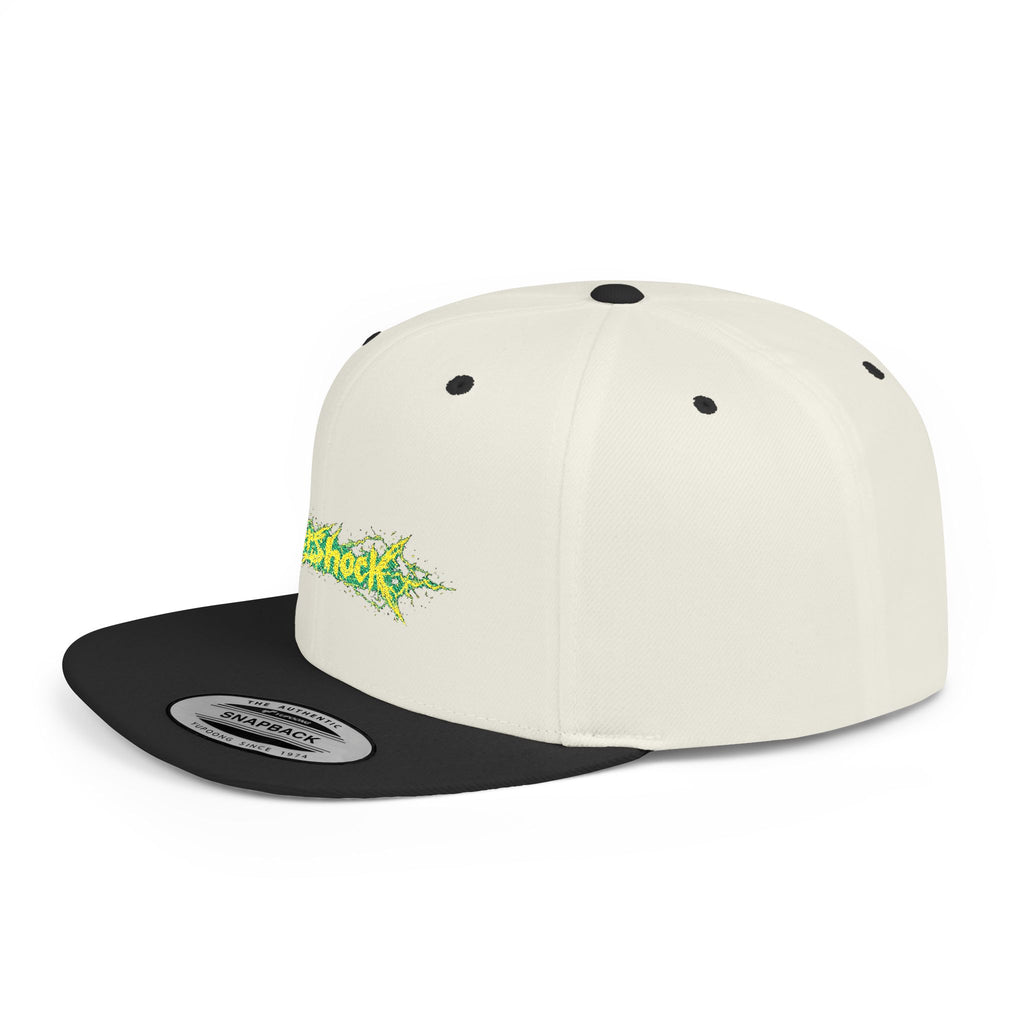 Flat Bill Snapback Hat — "Aftershock" Neon Splatter Streetwear Cap